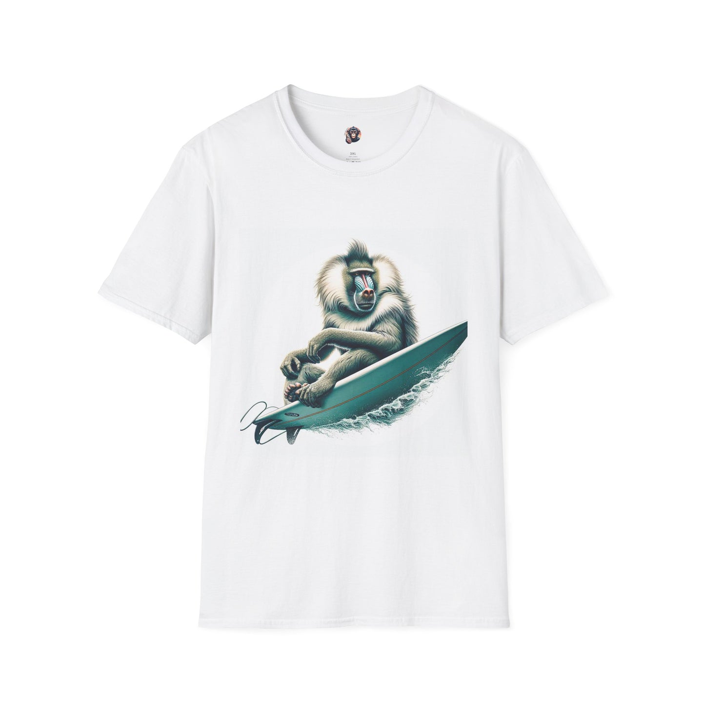Baboon surfer T-Shirt Printify S White