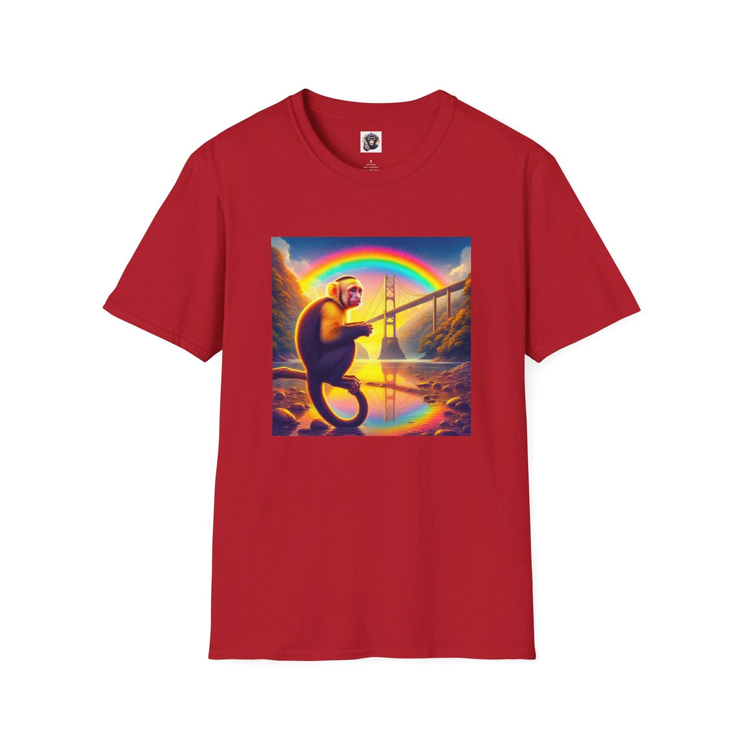 Capuchin Monkey rainbow bridge shirt T-Shirt Printify S Cherry Red