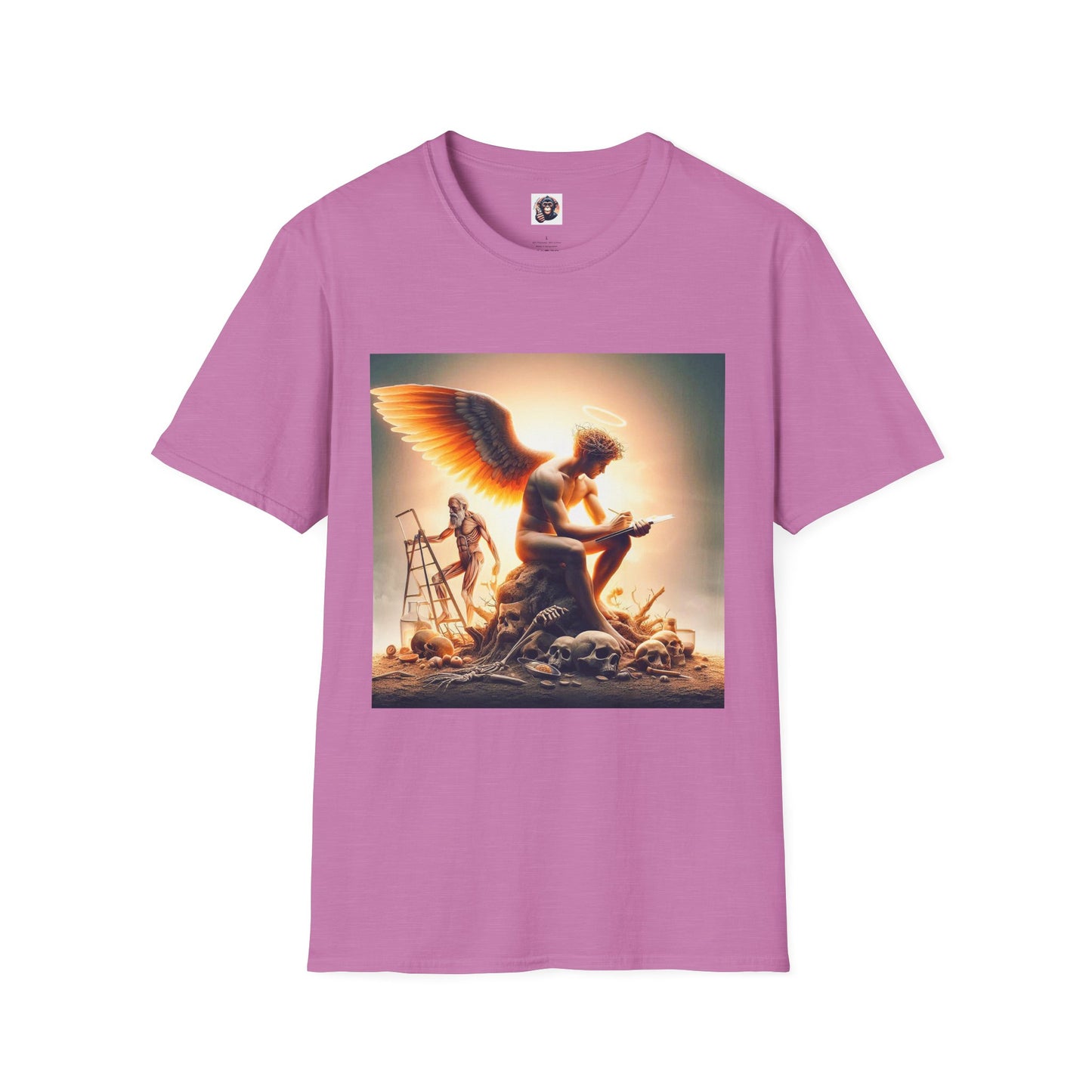 Homo Sapiens Angel reading T-Shirt Printify S Heather Radiant Orchid