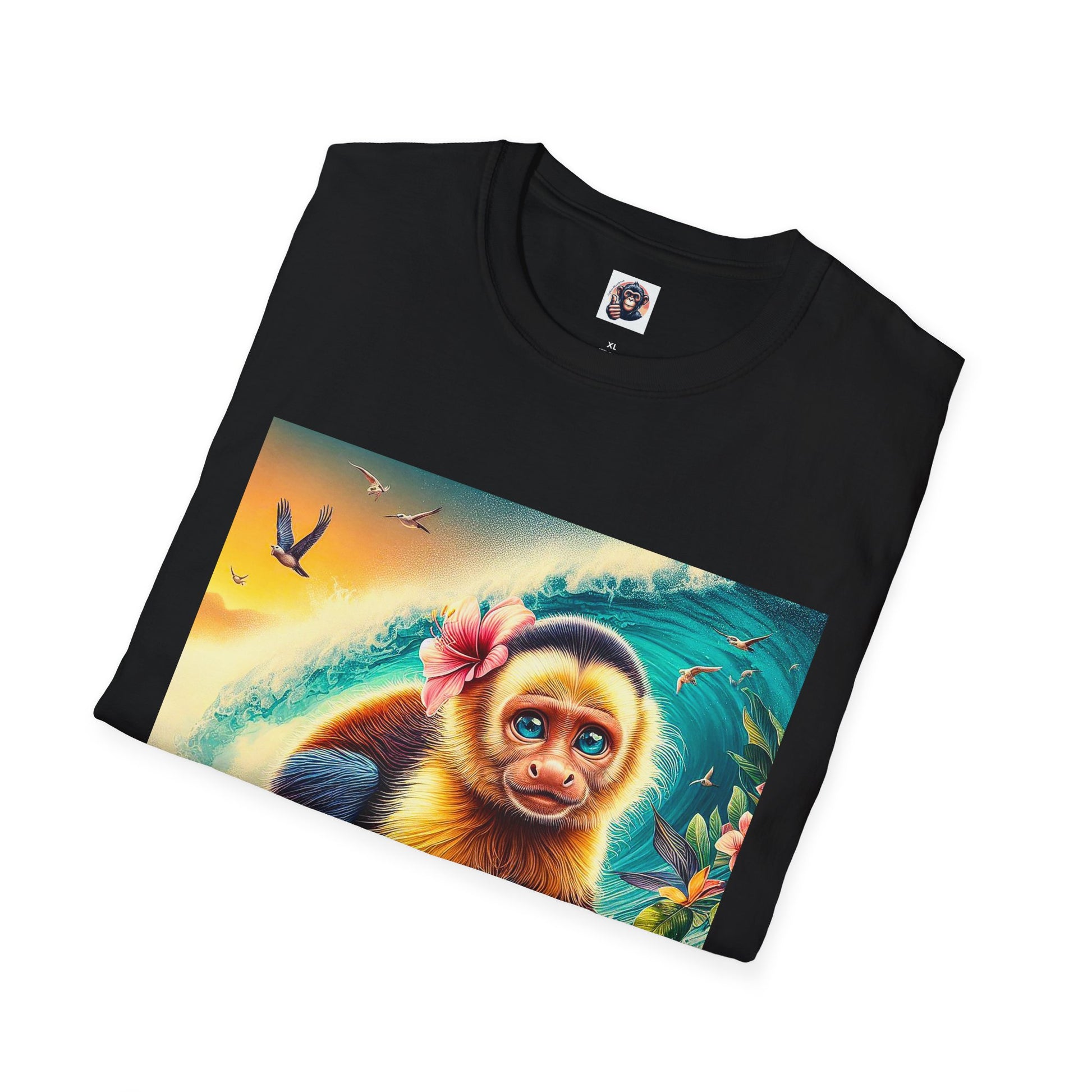 Capuchin Monkey surfing beauty T-Shirt Printify