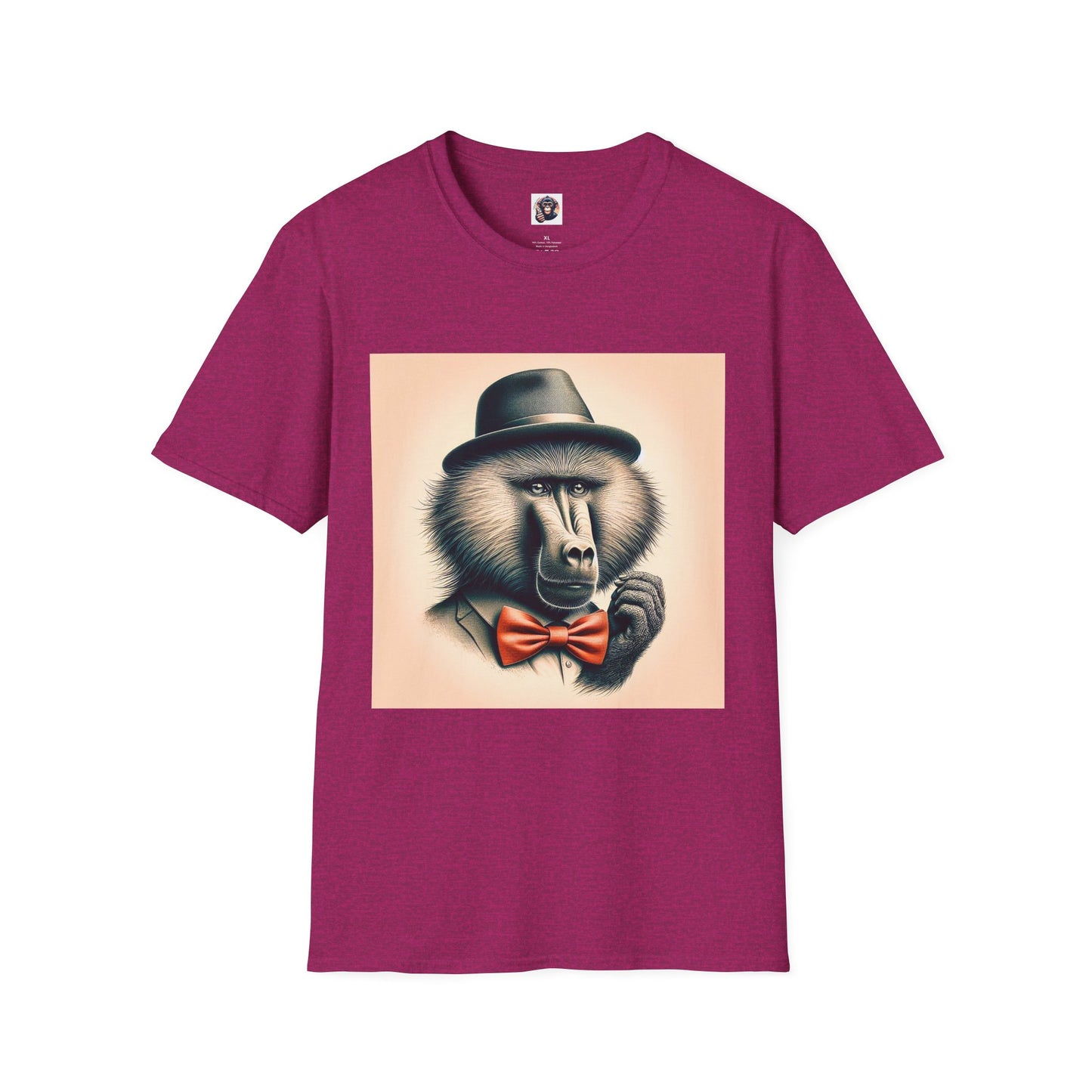 Baboon hat and bow T-Shirt Printify S Antique Heliconia
