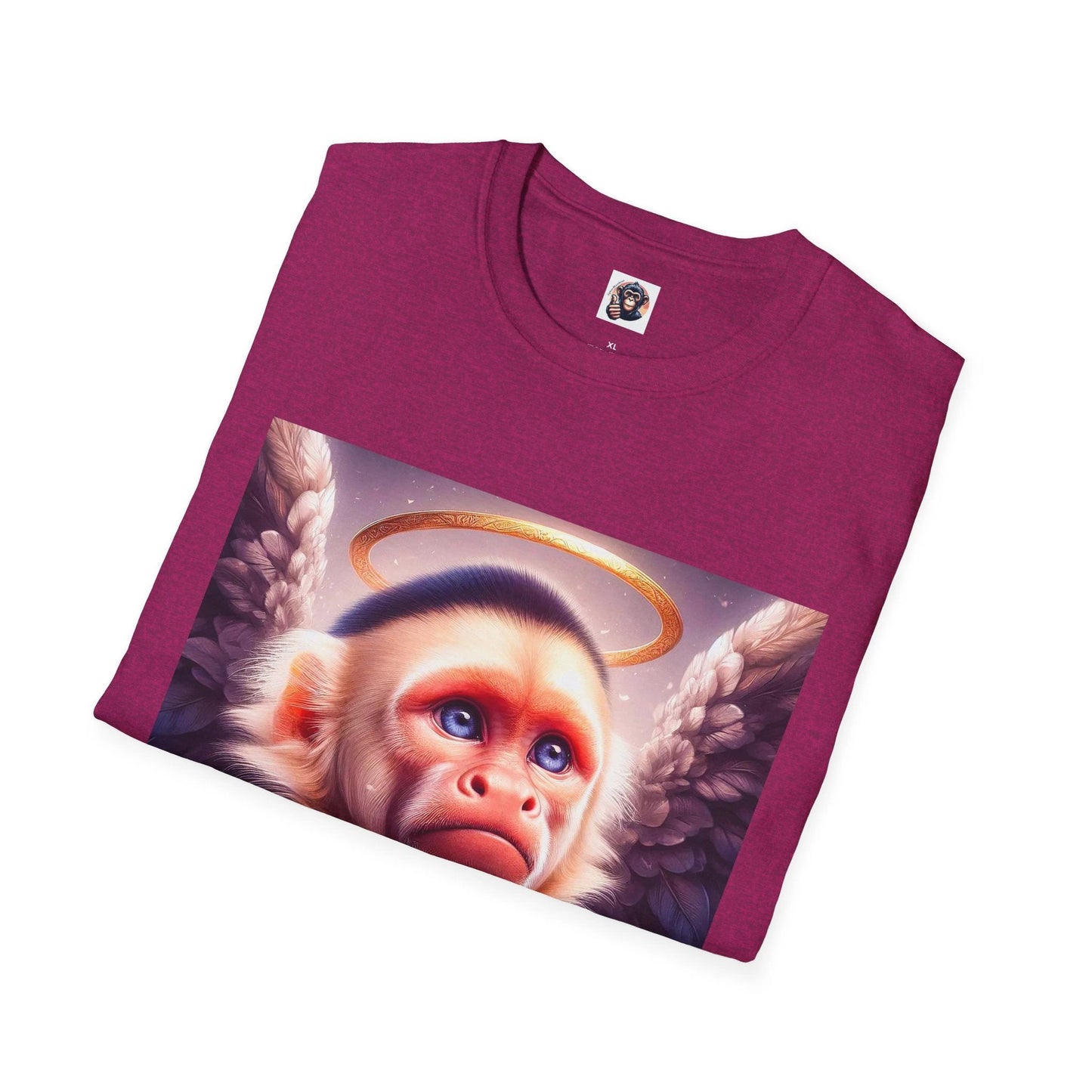 Capuchin Monkey Angel Wings Graphic T Shirt Cotton Tee Heavenly Design for Animal Lovers by Printify
