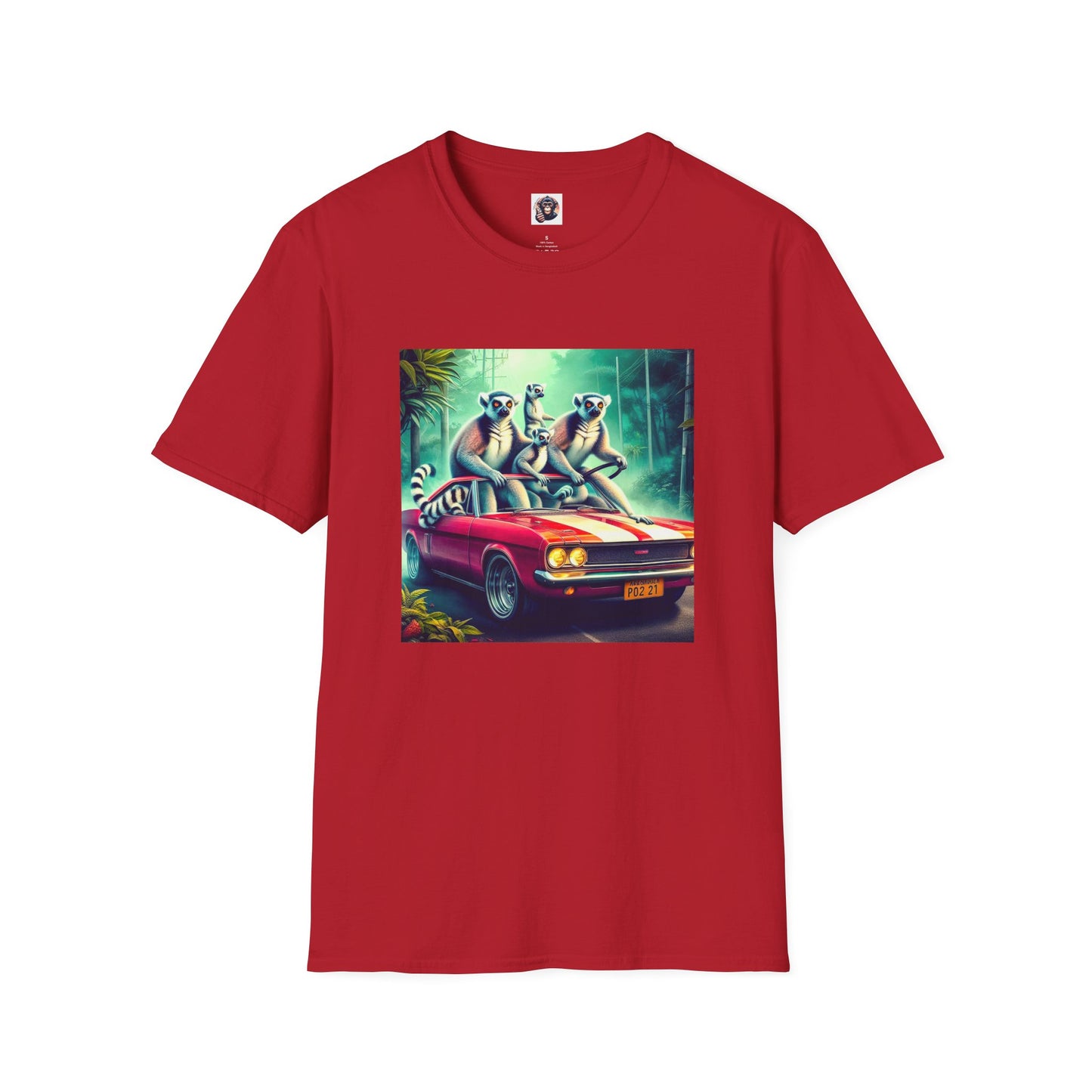 Wacky Lemurs crazy drivers T-Shirt Printify S Cherry Red