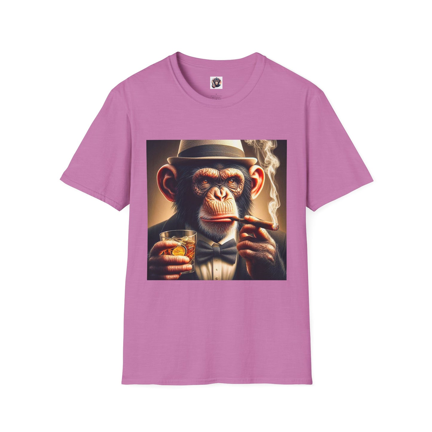 Chimp bar and smoking T-Shirt Printify S Heather Radiant Orchid