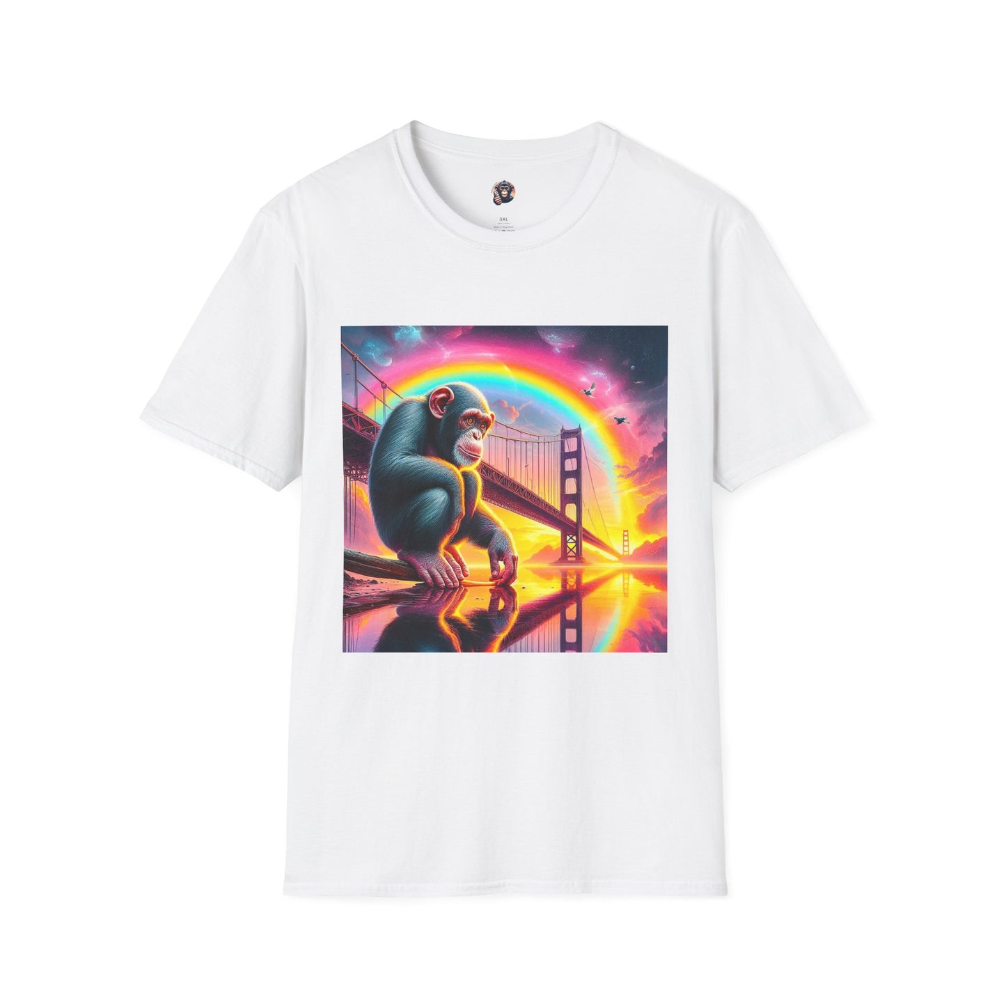 Chimp rainbow bridge T-Shirt Printify S White