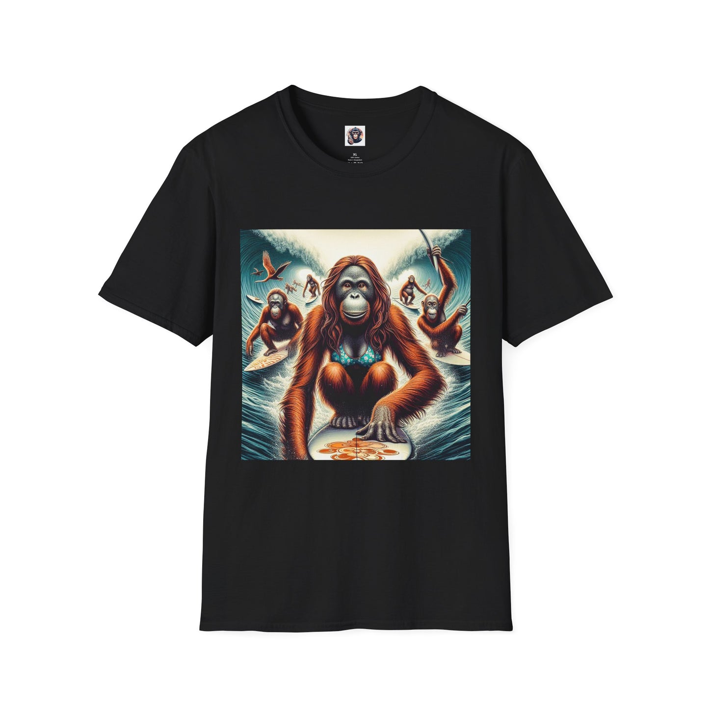 Orangutans surfing queens T-Shirt Printify XS Black