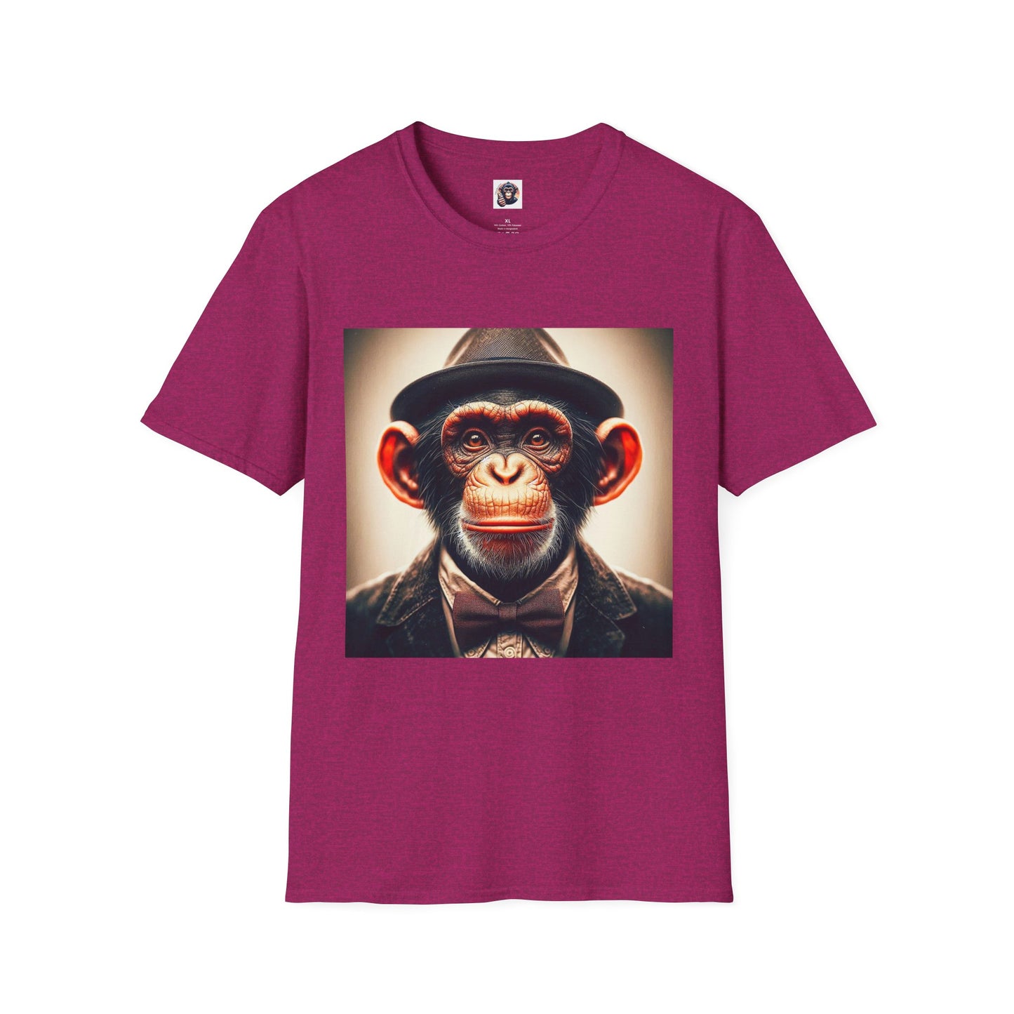 Chimp hat and tie T-Shirt Printify S Antique Heliconia