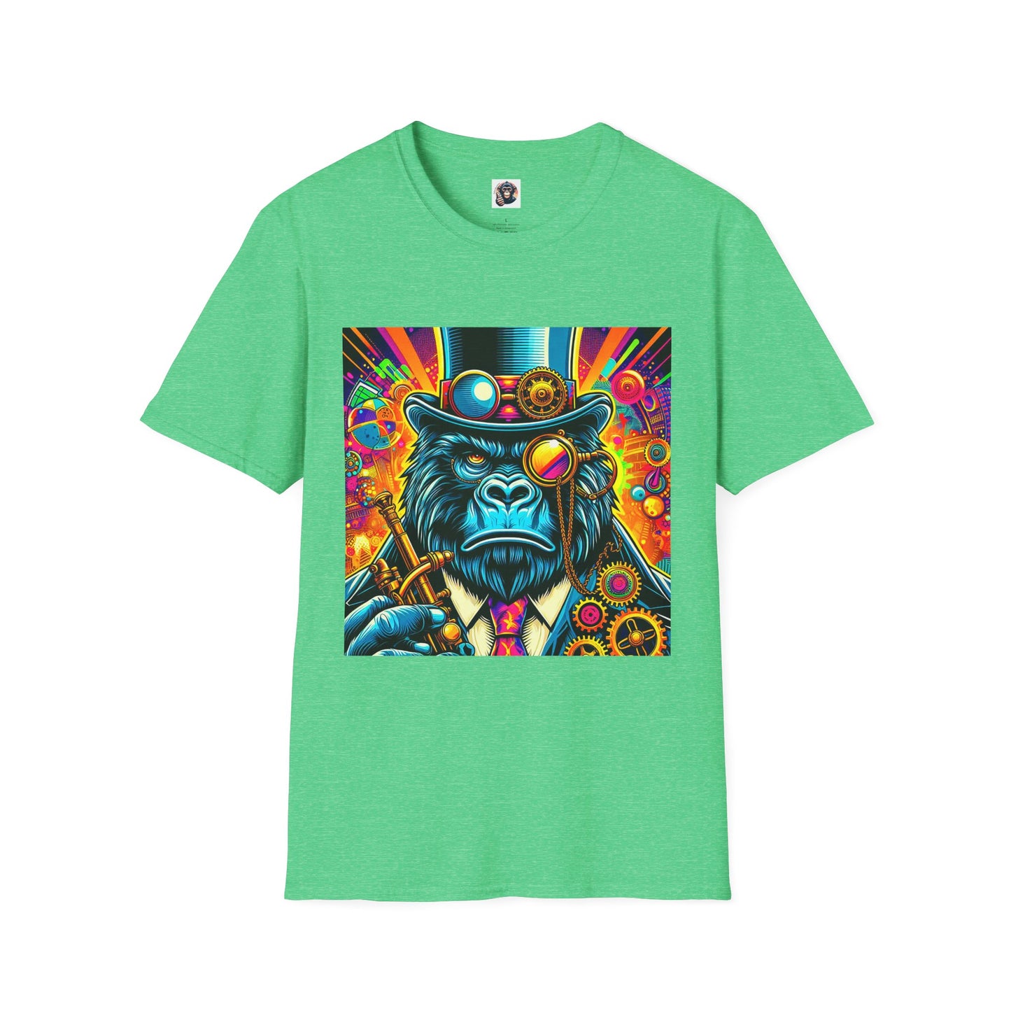 Gorilla steam punk T-Shirt Printify S Heather Irish Green