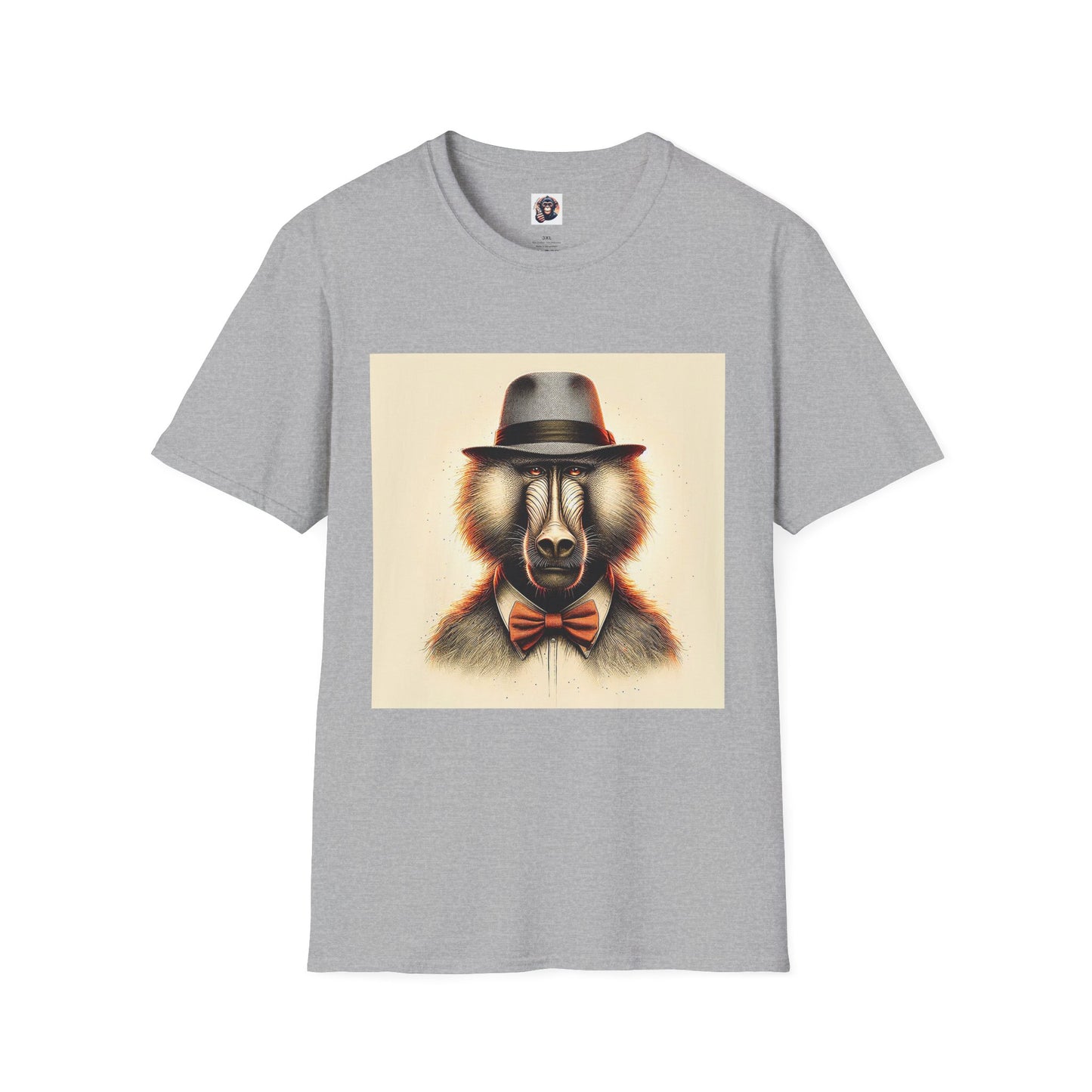 Baboon bow tie cutie T-Shirt Printify XS Sport Grey