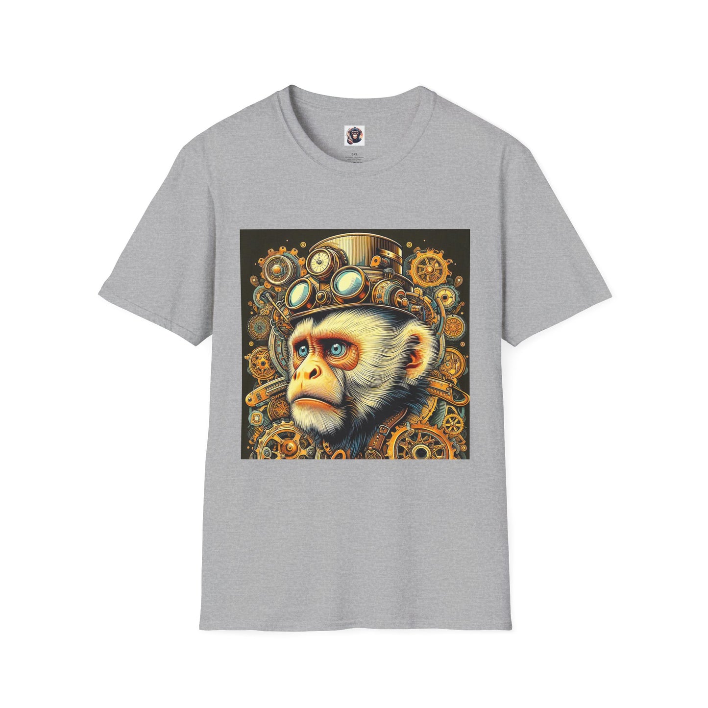 Steam punk Capuchin Monkey T-Shirt Printify XS Sport Grey