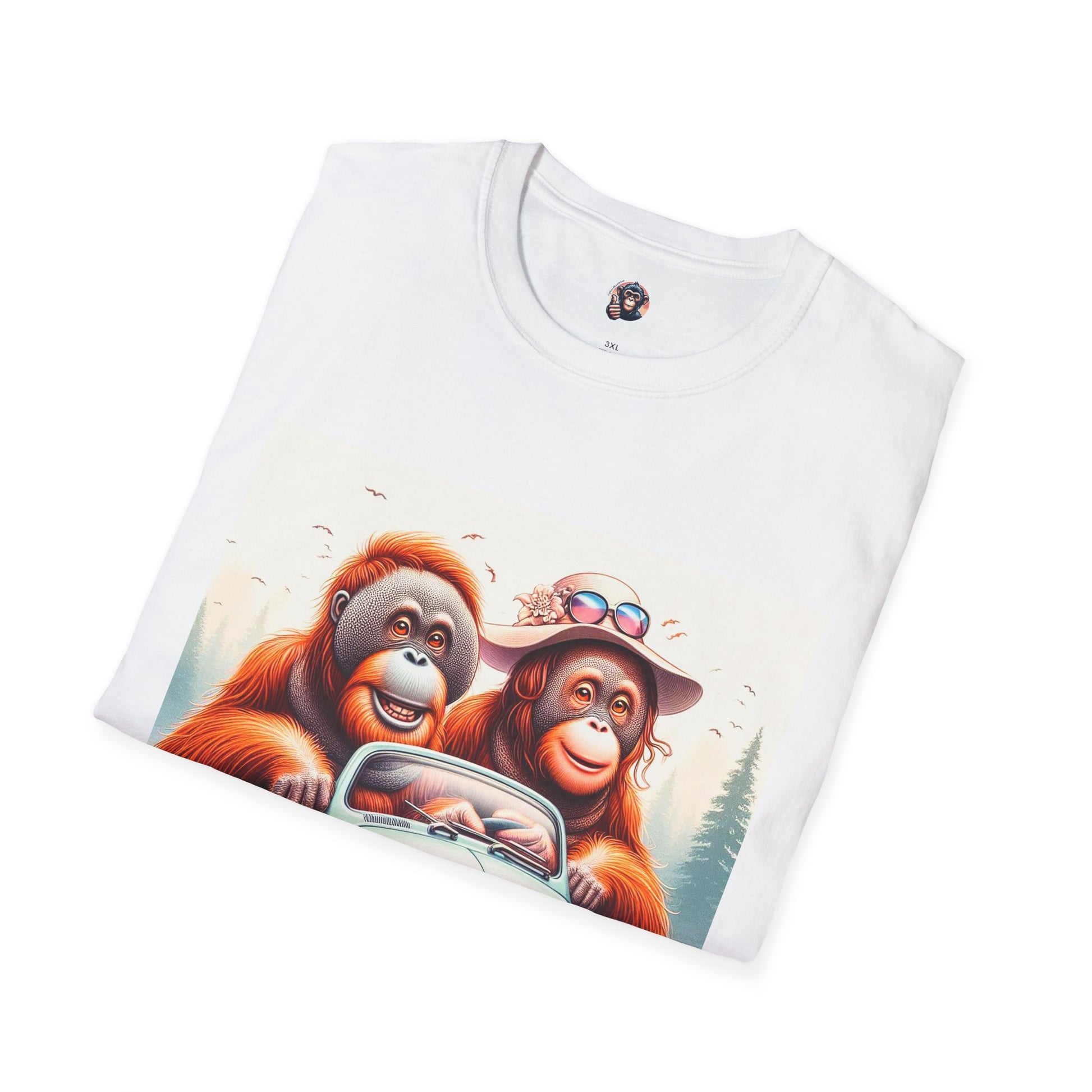 Orangutans blue car T-Shirt Printify