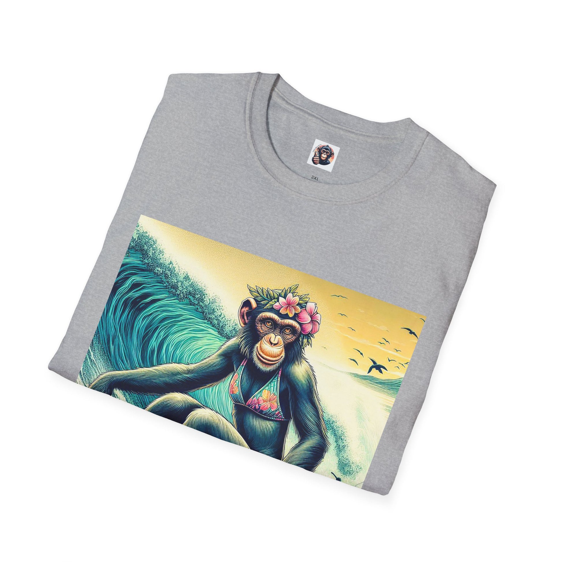 Chimp surfer girl T-Shirt Printify