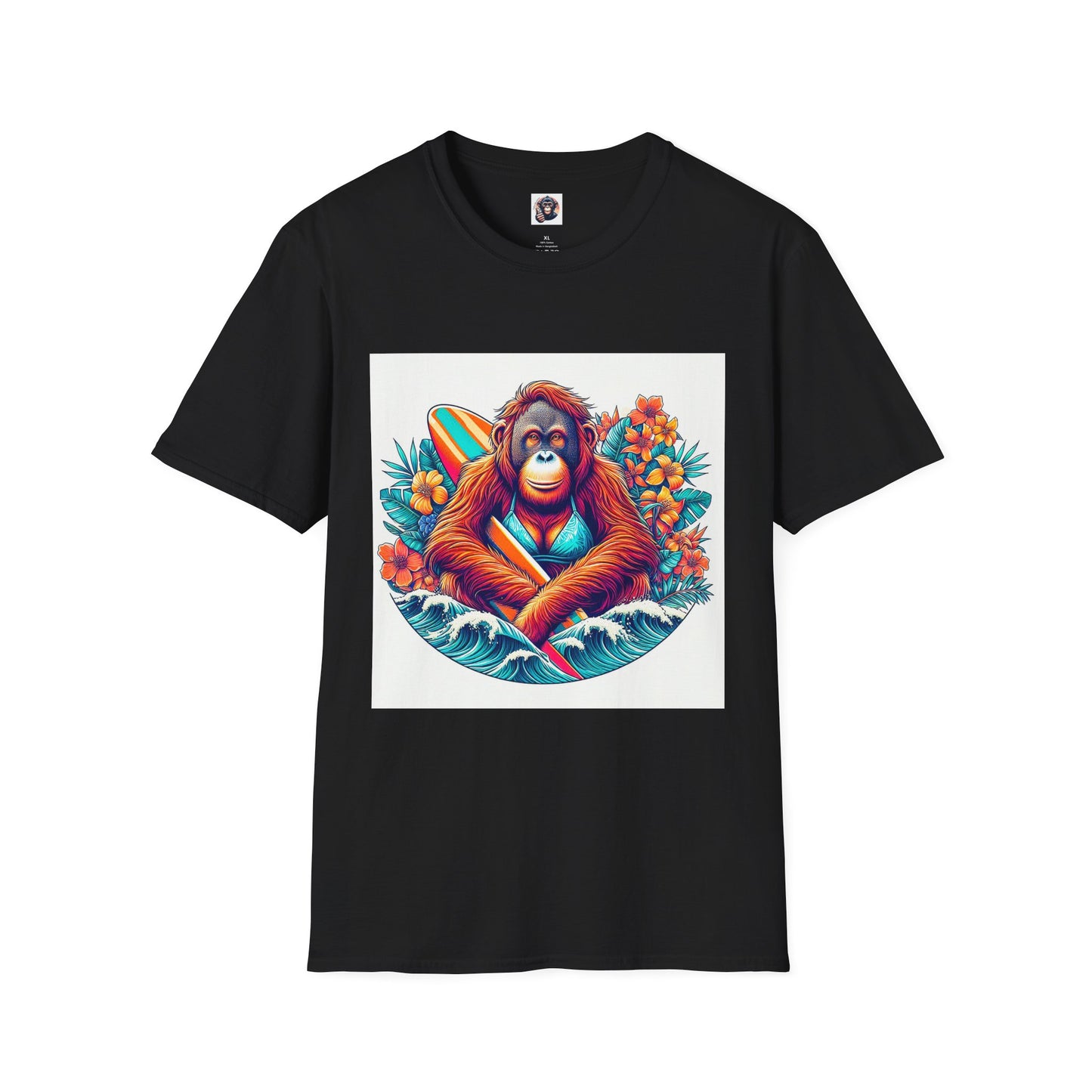 Orangutans surfing T-Shirt Printify XS Black