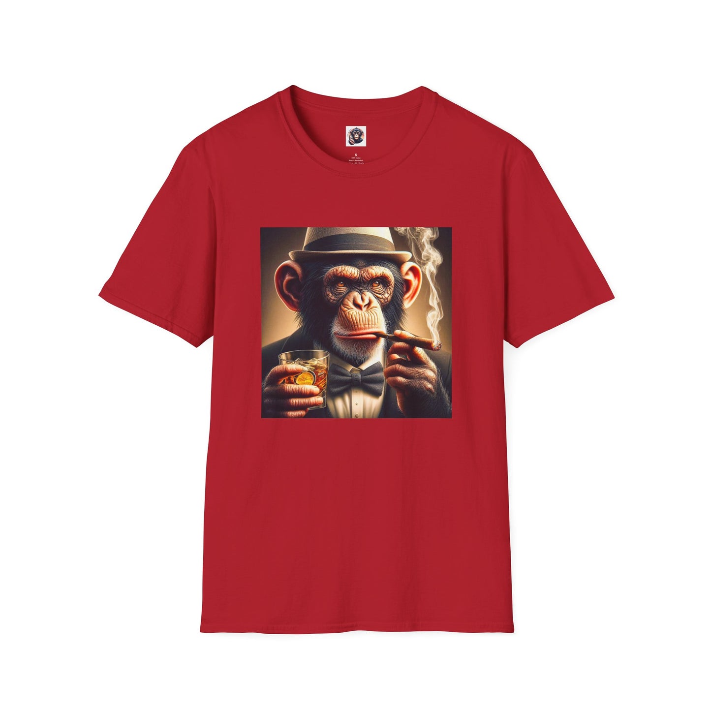 Chimp bar and smoking T-Shirt Printify S Cherry Red