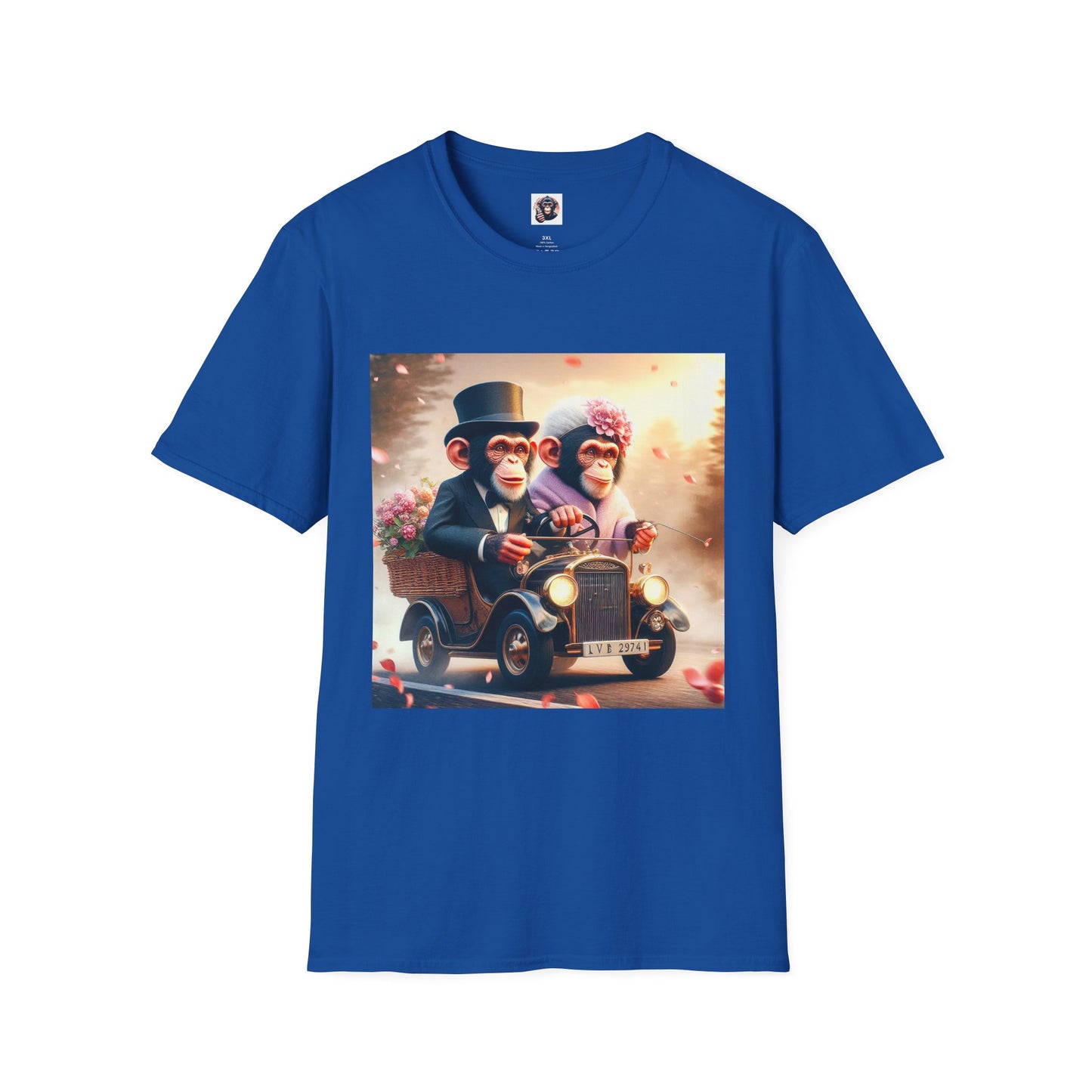 Wacky Chimp driving car T-Shirt Printify XS Royal