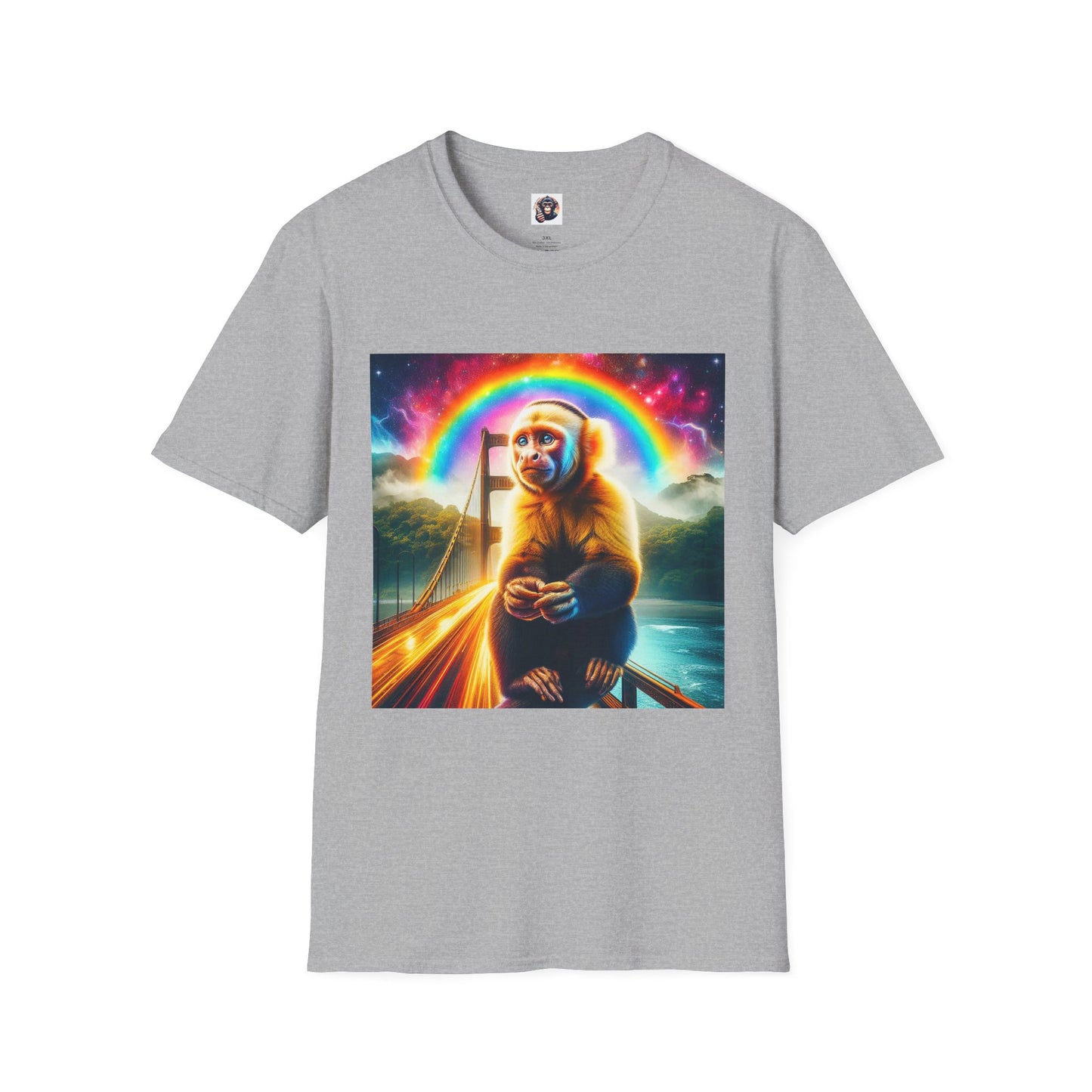Capuchin Monkey rainbow bridge T-Shirt Printify XS Sport Grey