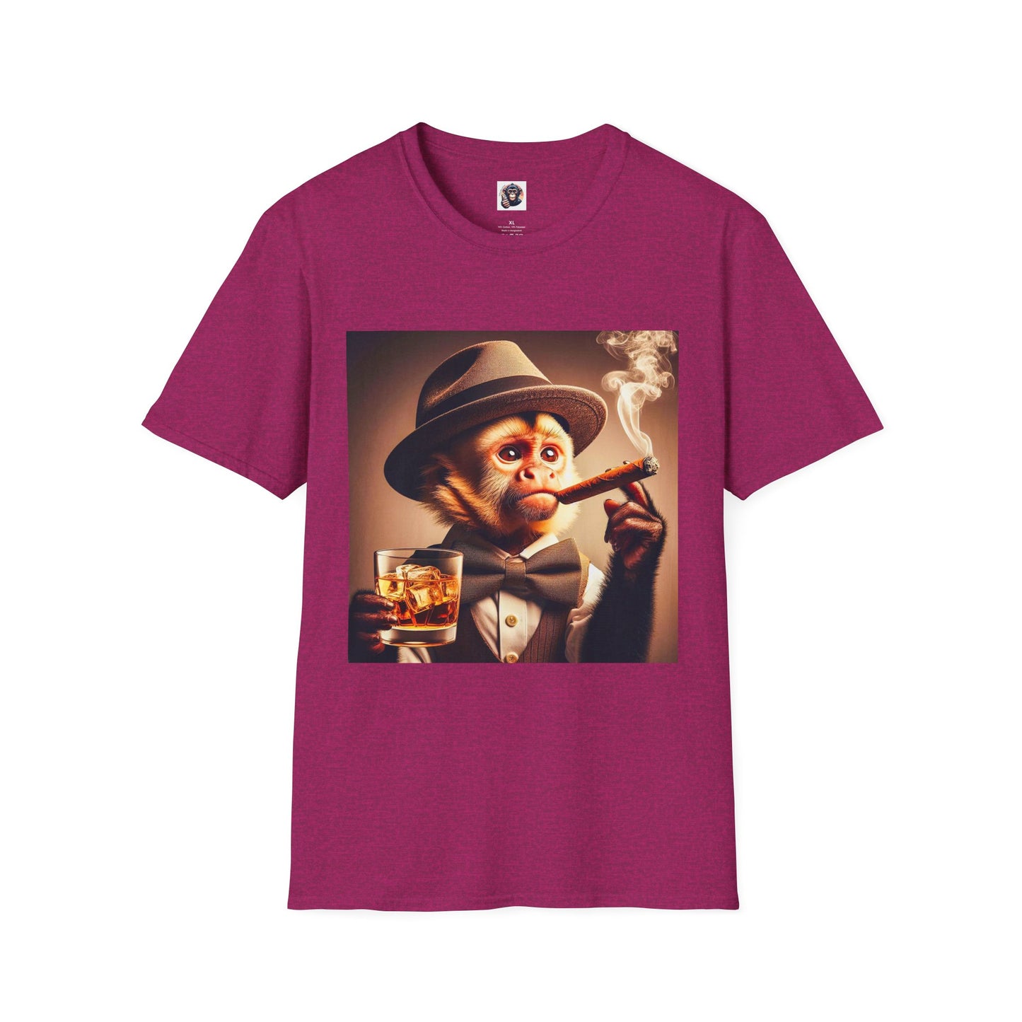 Capuchin Monkey smoking cigar shirt T-Shirt Printify S Antique Heliconia