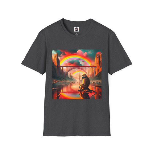 Baboon rainbow bridge T-Shirt Printify XS Dark Heather
