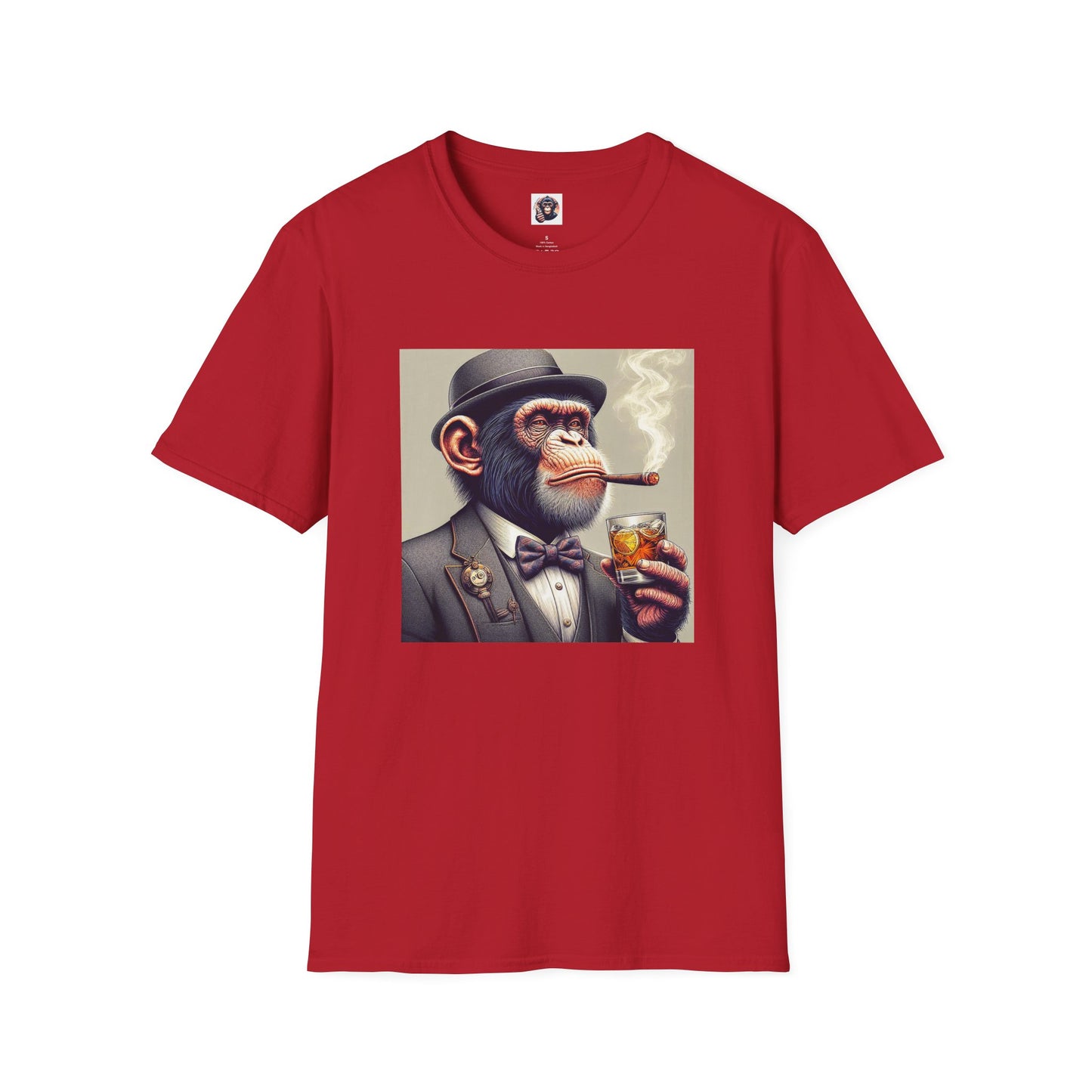 Chimp smoking shirt T-Shirt Printify S Cherry Red