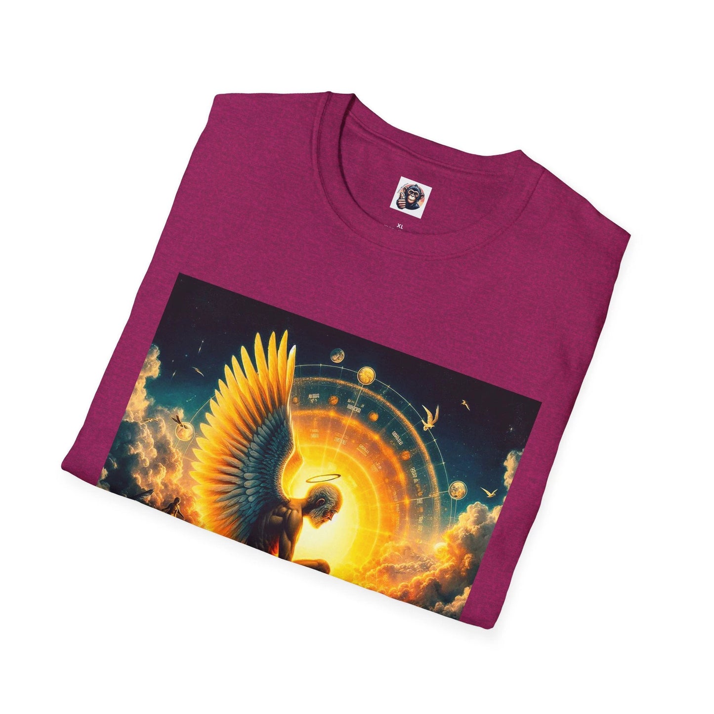 Homo Sapiens Angel Graphic T Shirt With Wings Sun Burst Artwork Crew Neck Cotton Tee by Printify