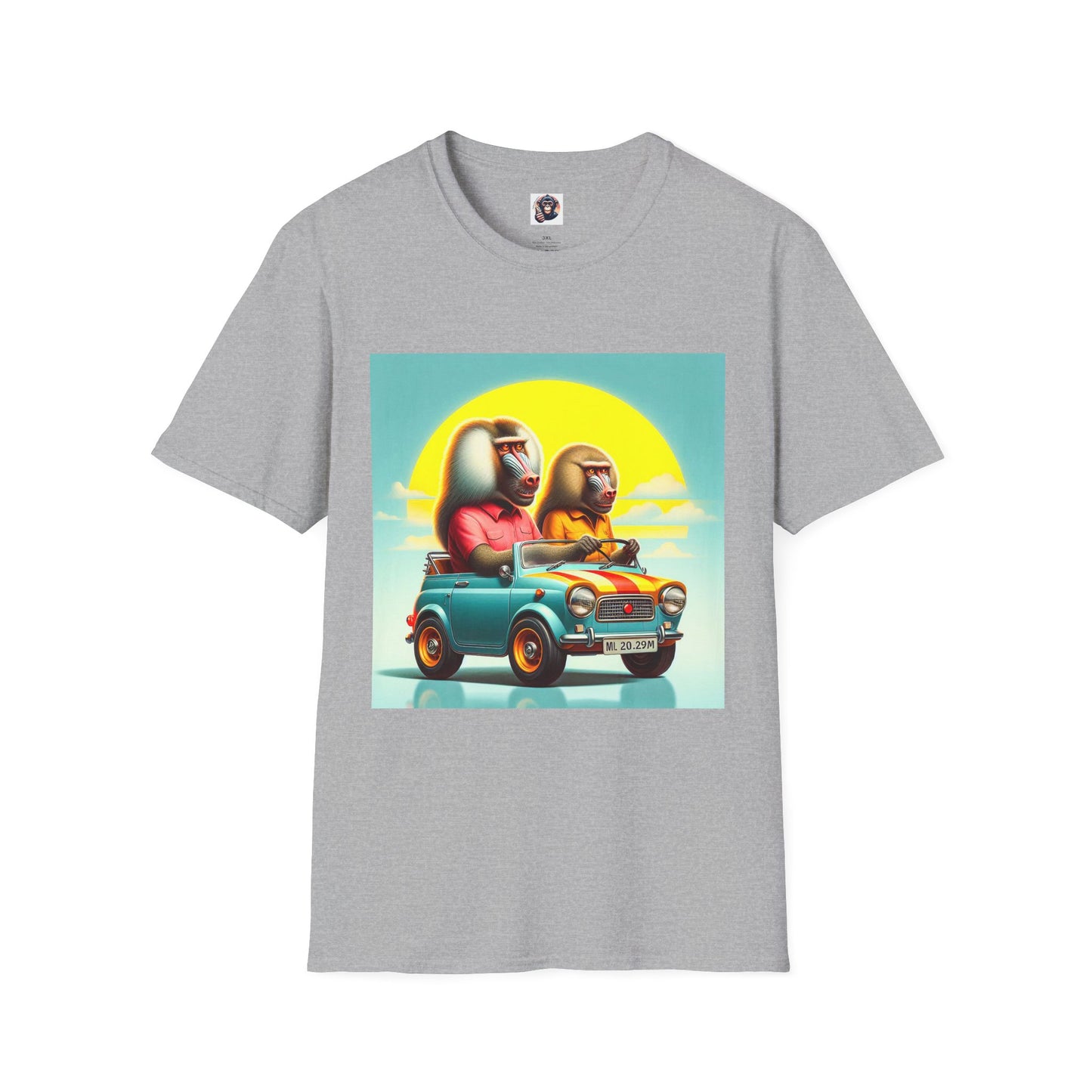 Wacky Baboon couple driving T-Shirt Printify XS Sport Grey