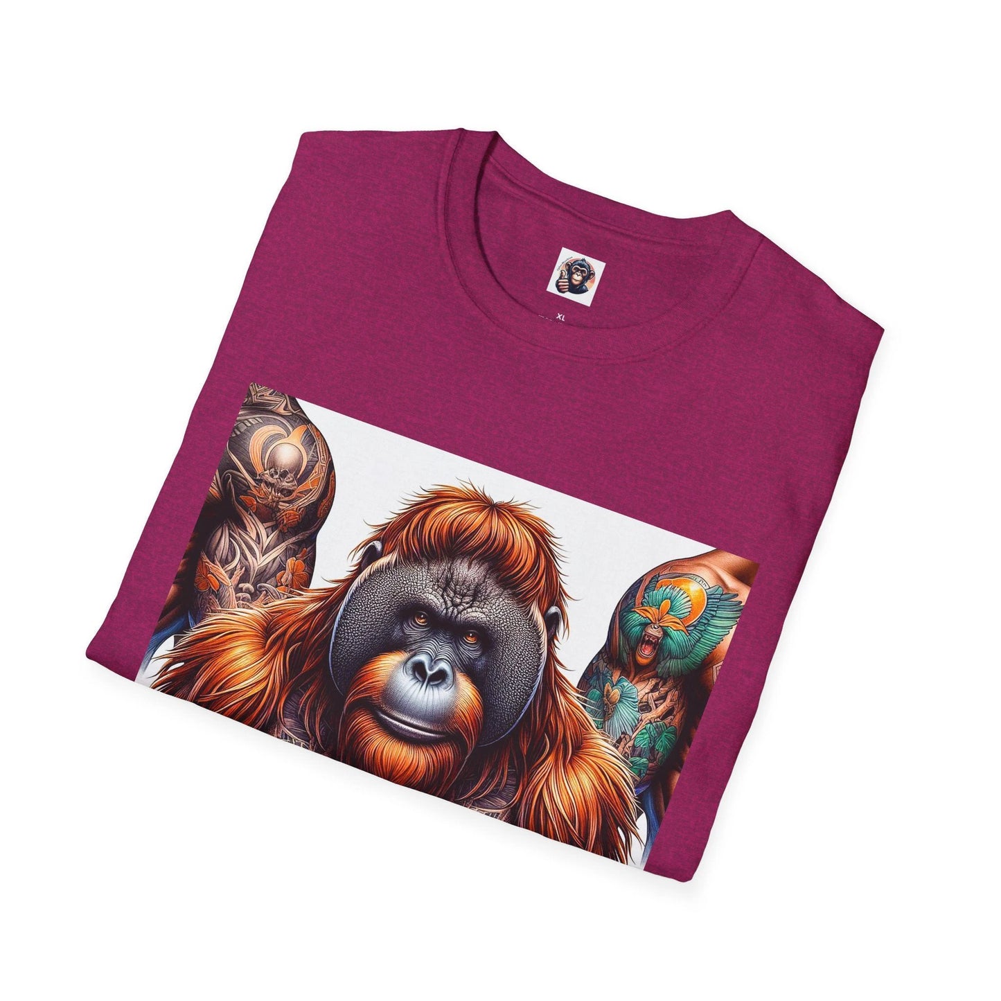 Muscular Orangutan Graphic T Shirt For Men Gym Enthusiasts Cotton Crew Neck Regular Fit by Printify