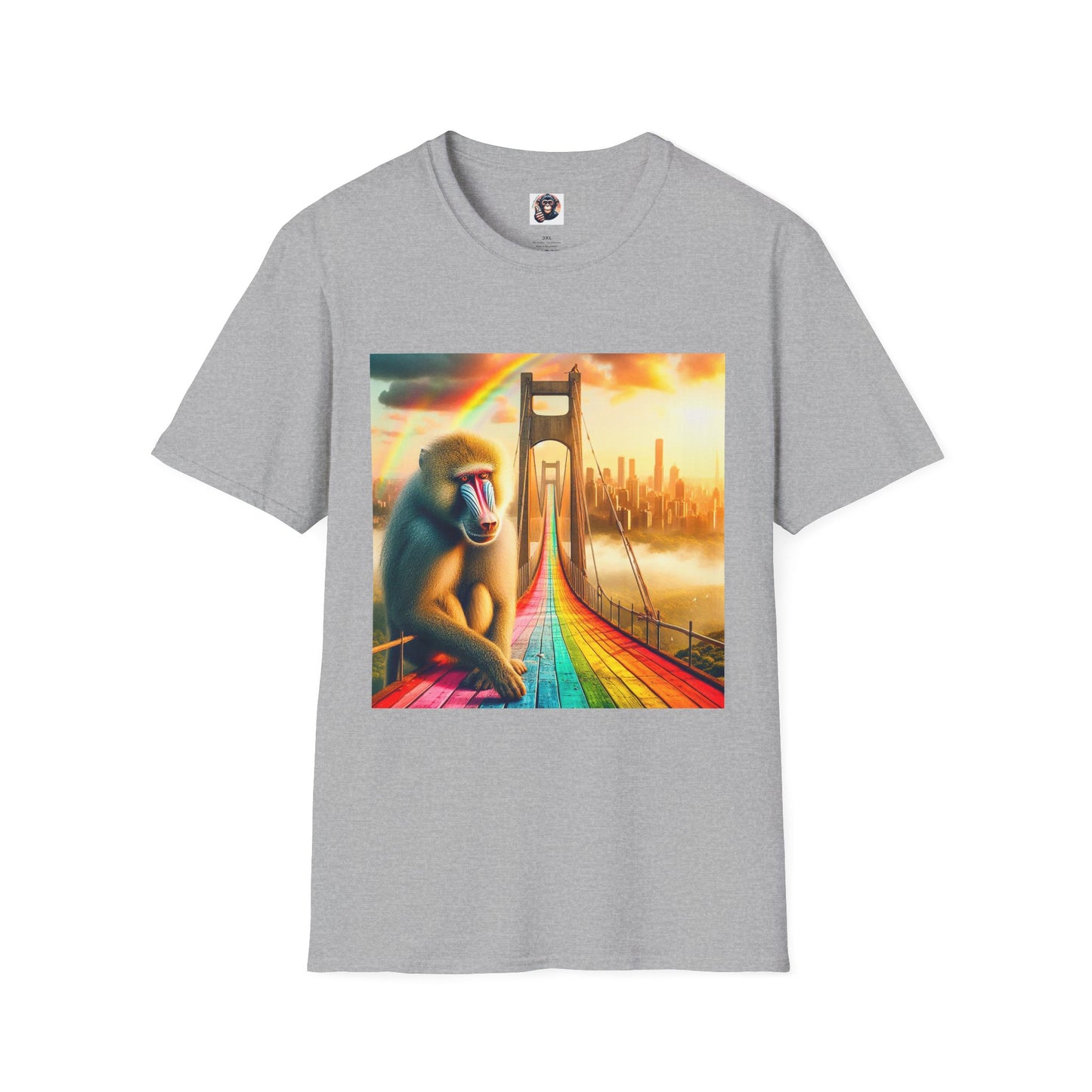 Baboon rainbow bridge T-Shirt Printify XS Sport Grey