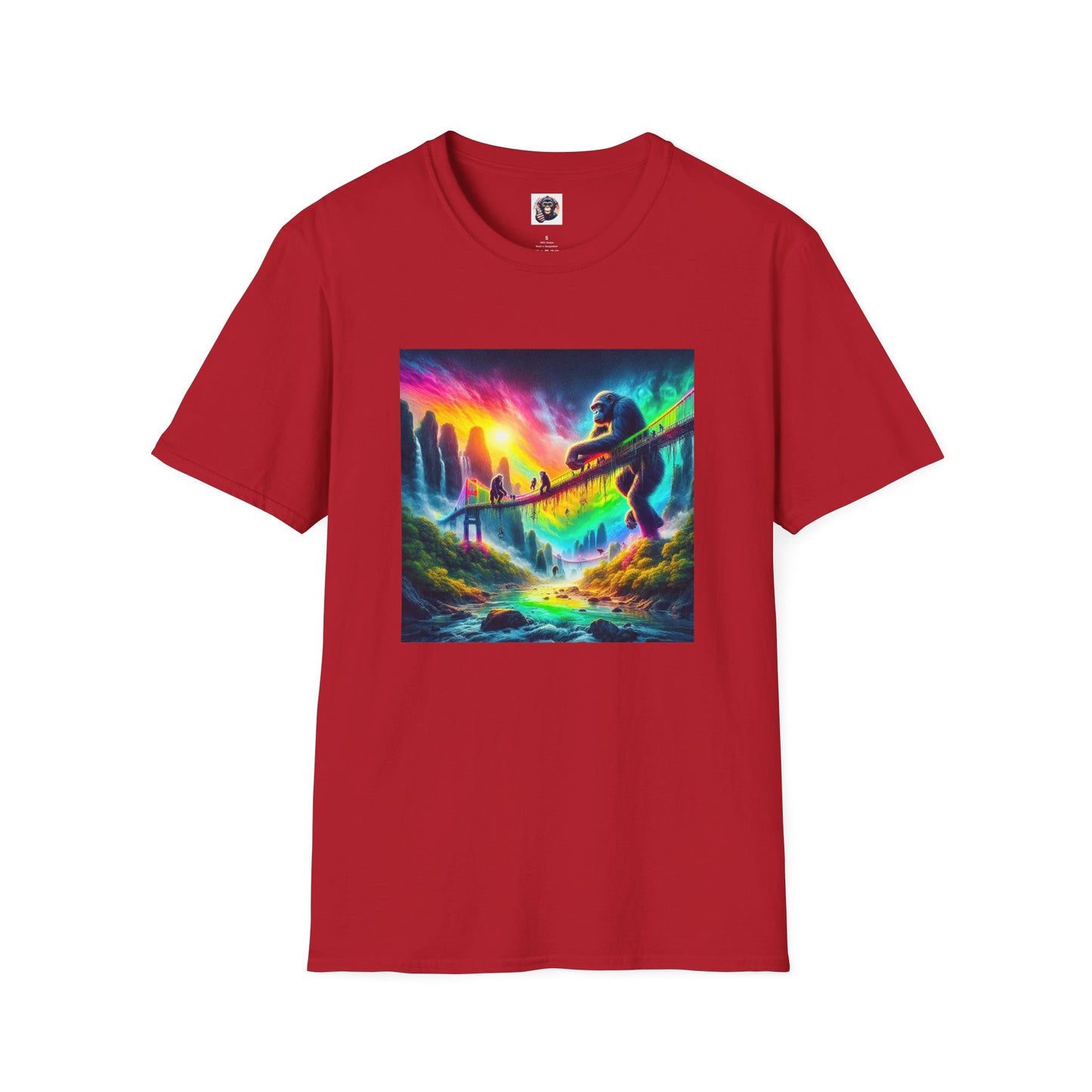 Bonobo rainbow bridge T-Shirt Printify S Cherry Red