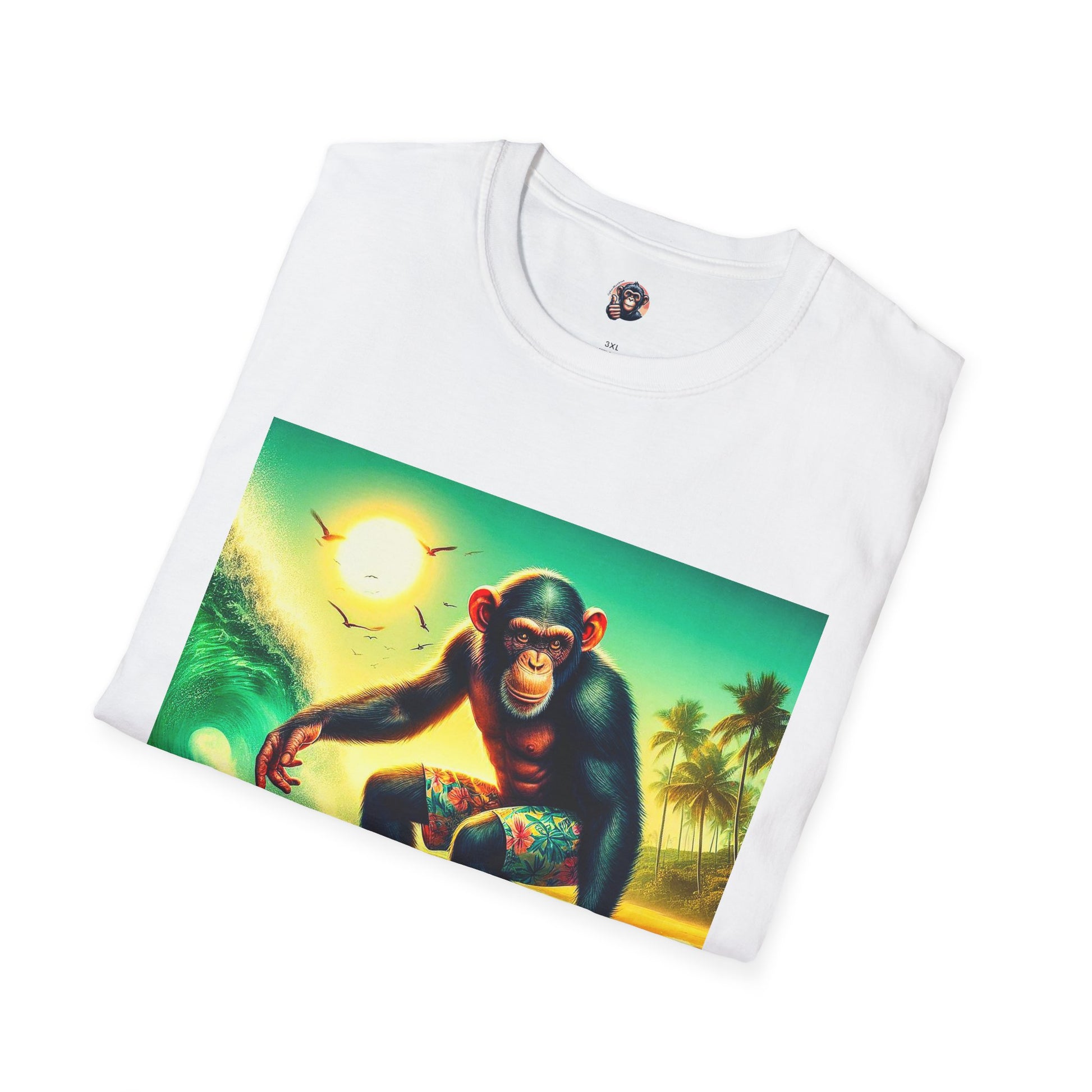 Chimp surfing dude T-Shirt Printify
