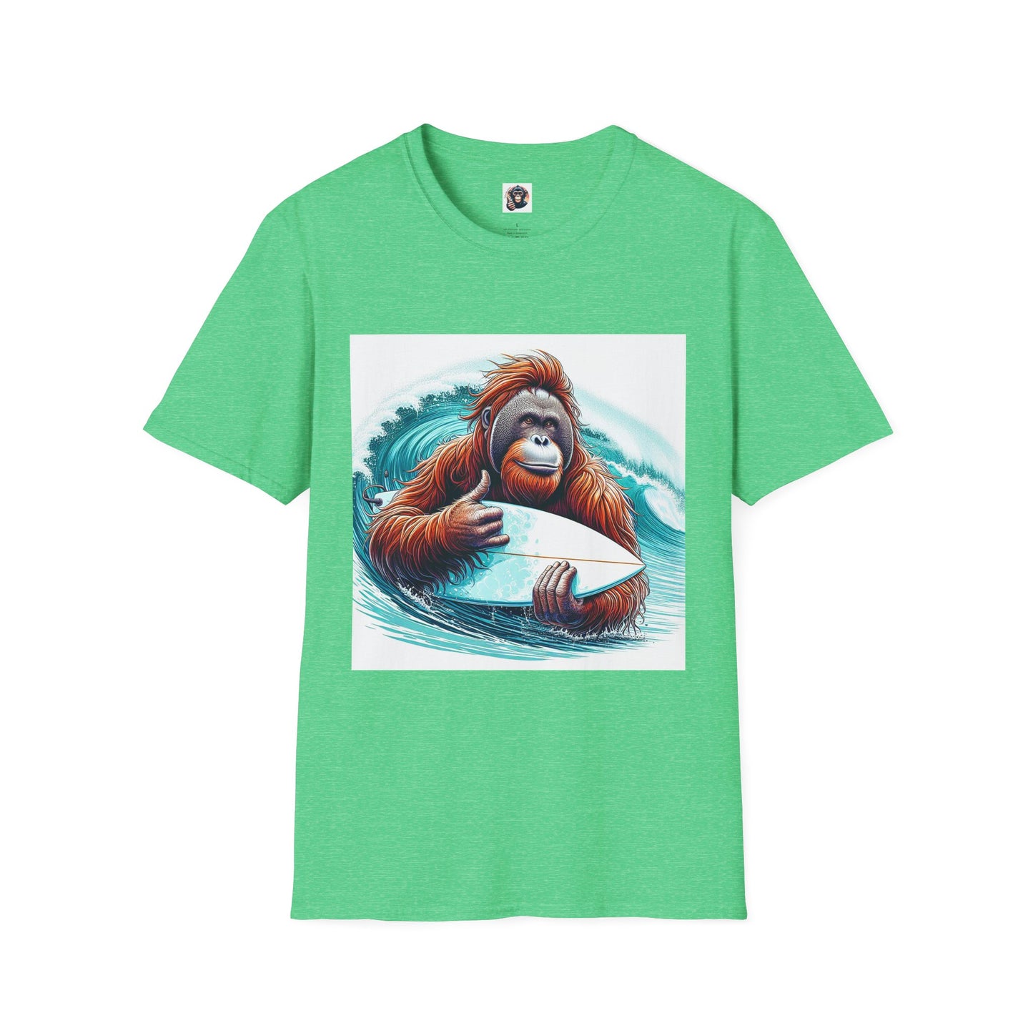 Orangutans surfer T-Shirt Printify S Heather Irish Green