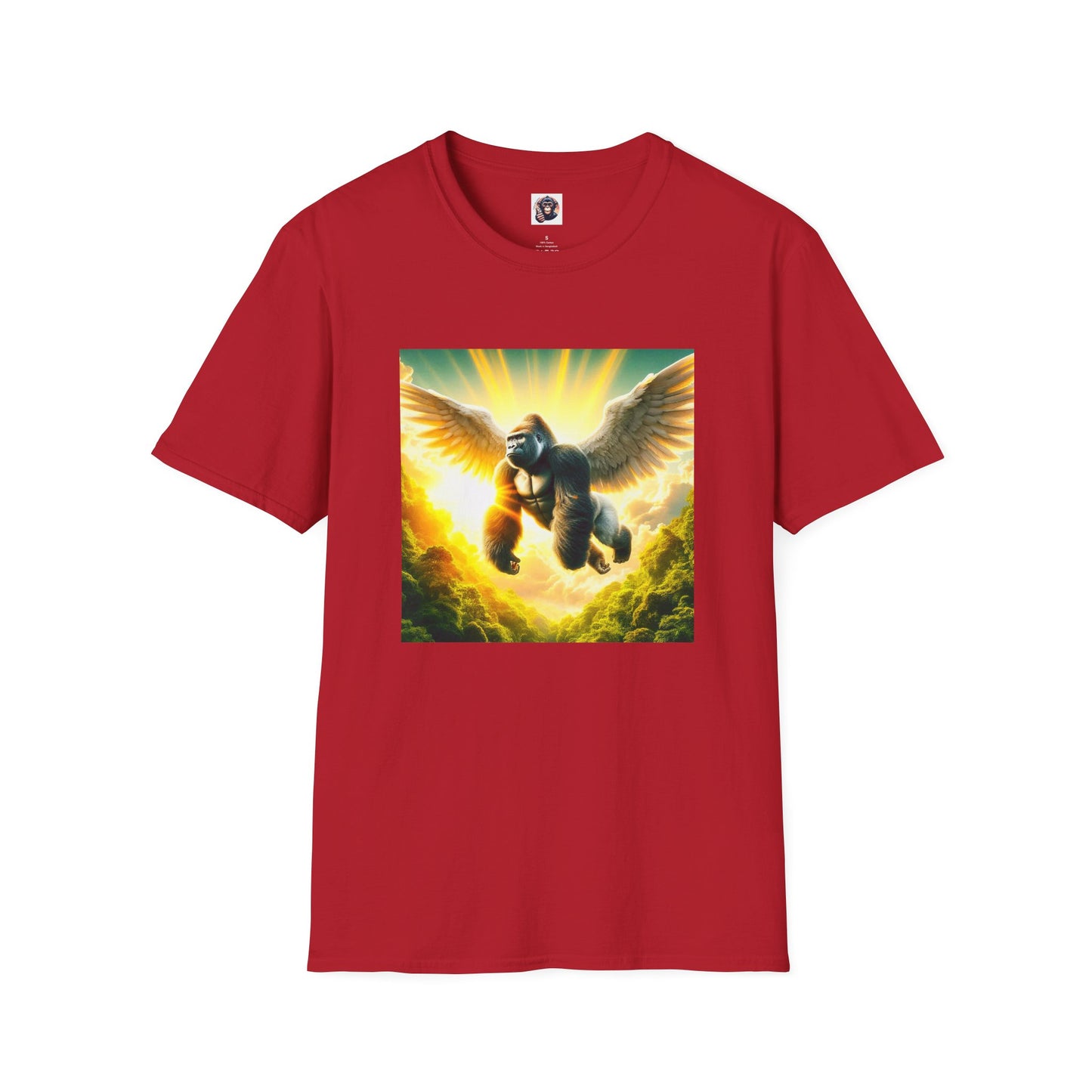 Gorilla flying T-Shirt Printify S Cherry Red