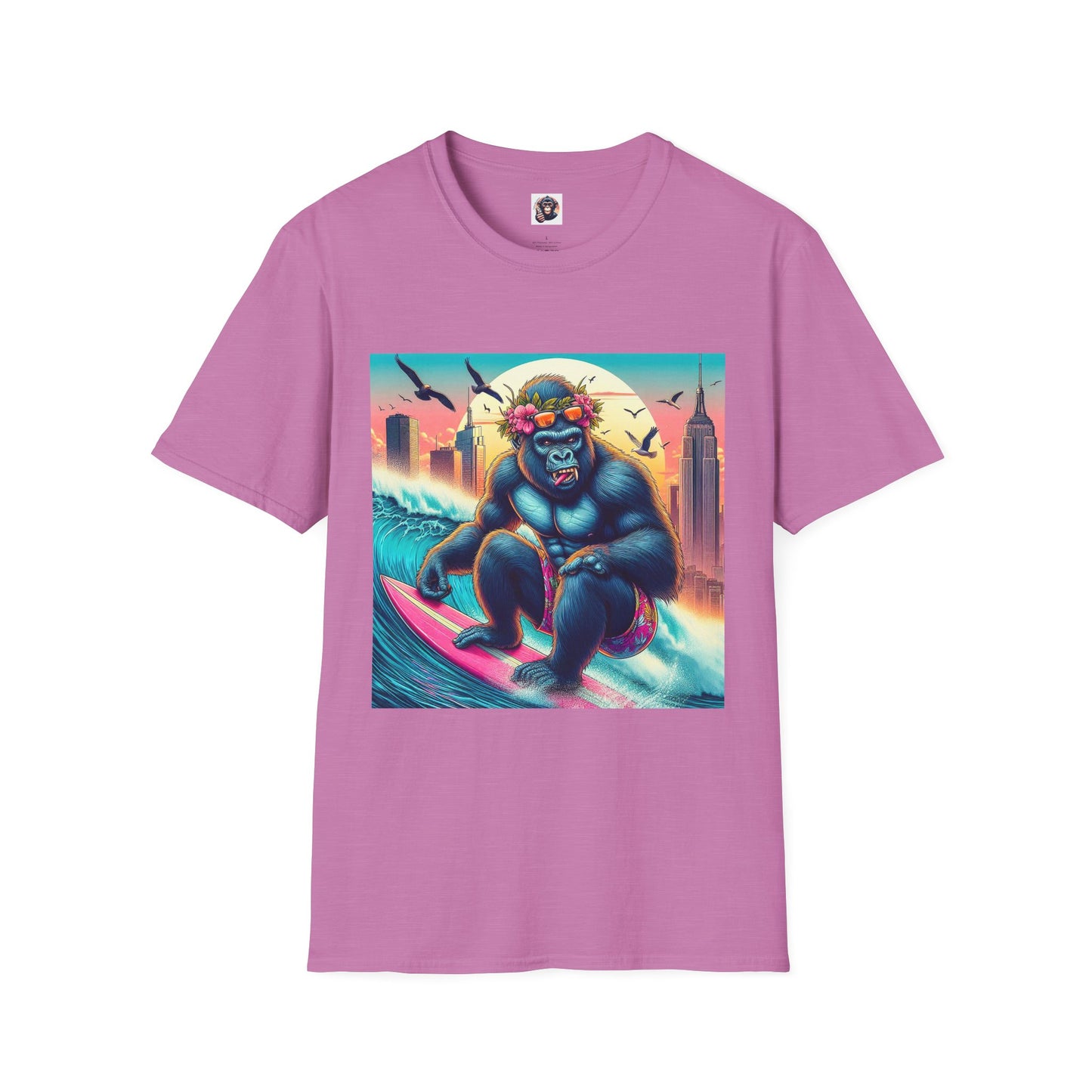 Gorilla pretty surfer T-Shirt Printify S Heather Radiant Orchid