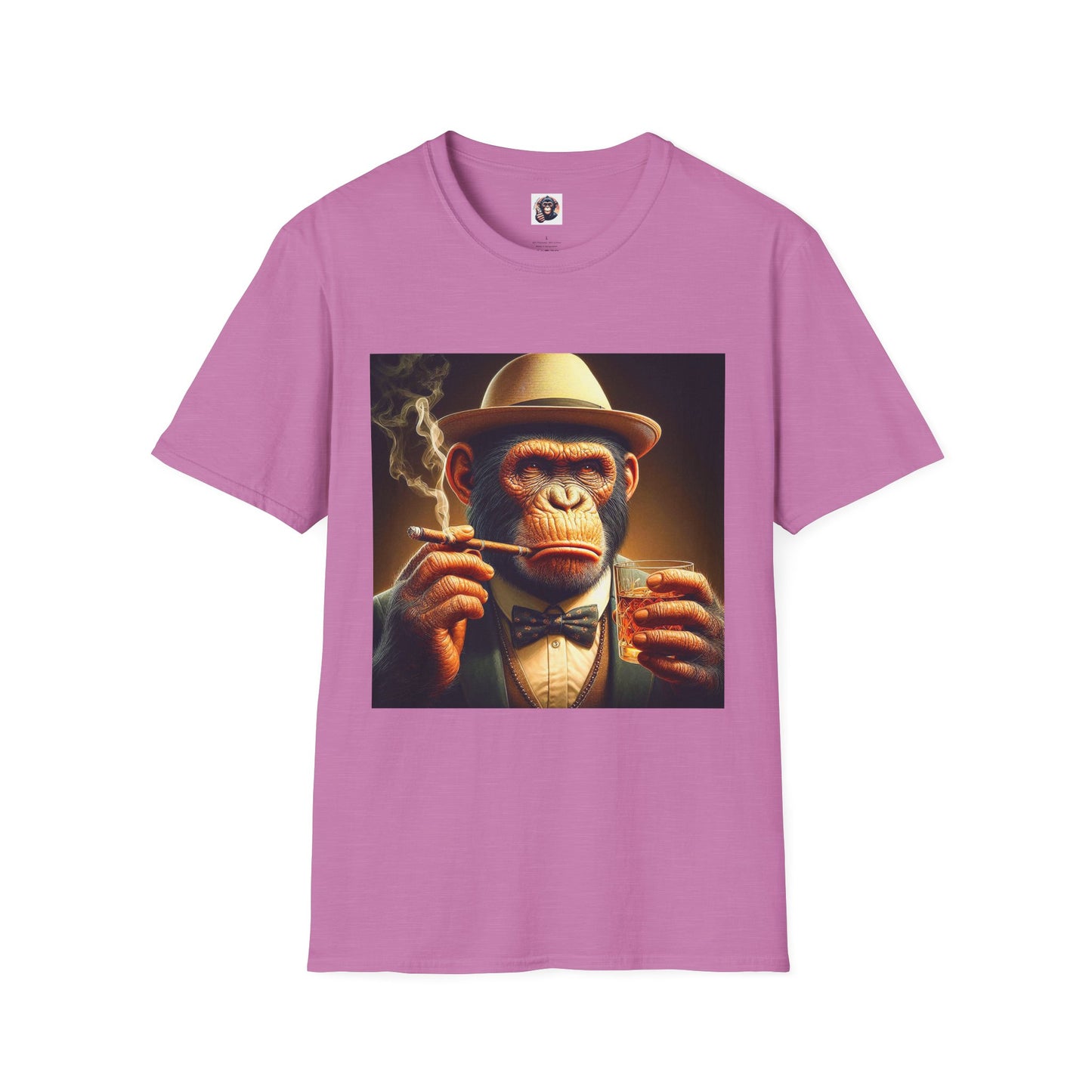 Bonobo whiskey and smoking T-Shirt Printify S Heather Radiant Orchid
