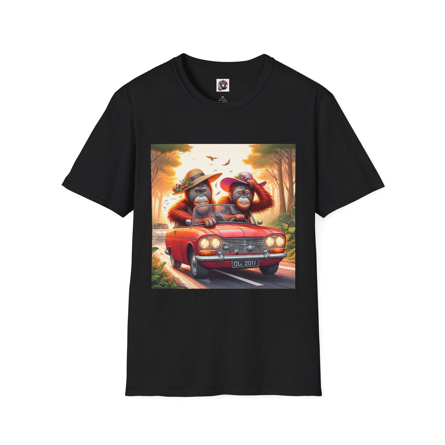 Wacky Orangutans red car T-Shirt Printify XS Black