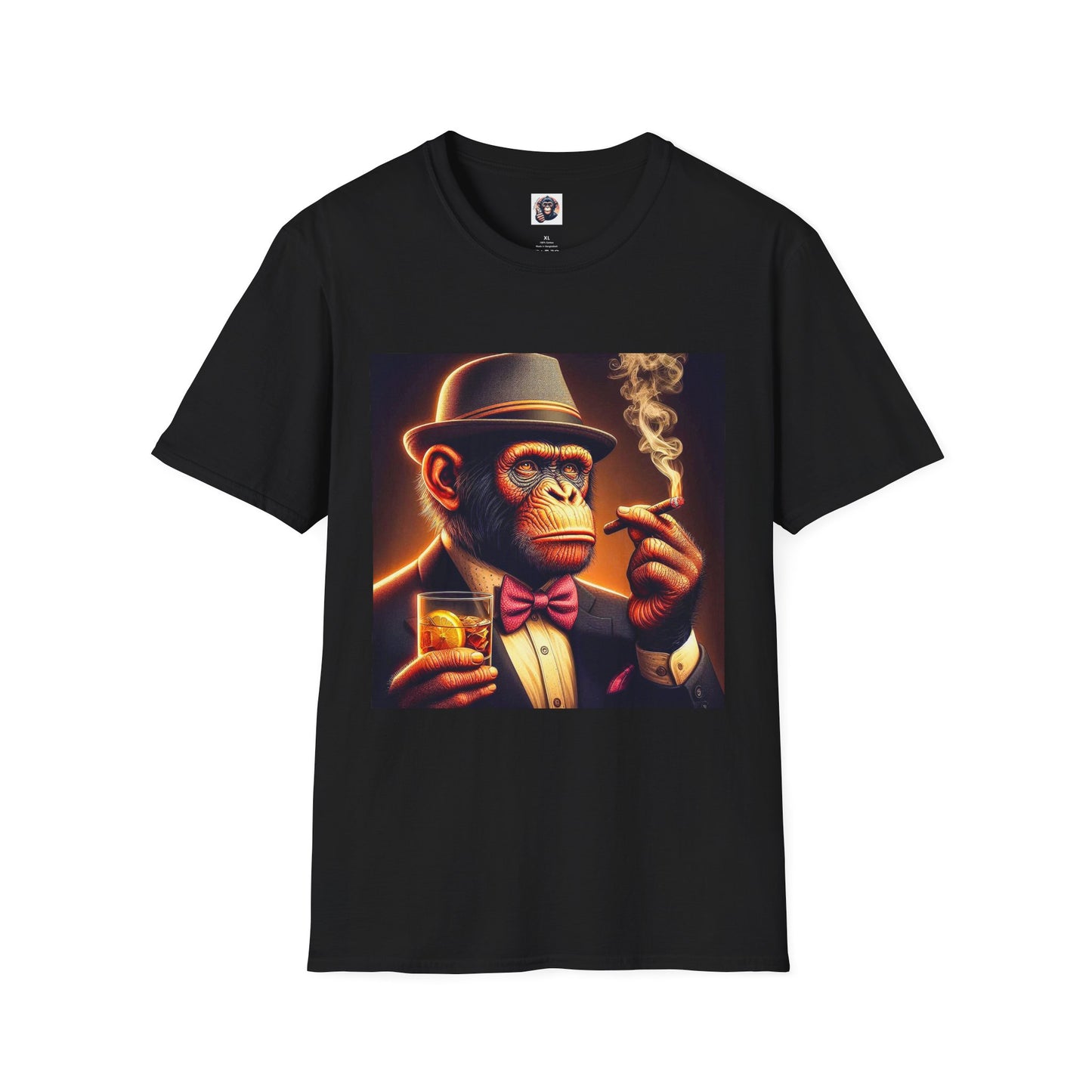 Bonobo whiskey anf cigars T-Shirt Printify XS Black