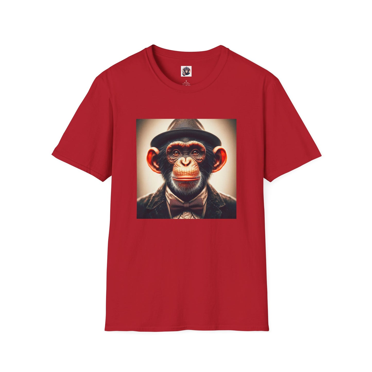 Chimp hat and tie T-Shirt Printify S Cherry Red