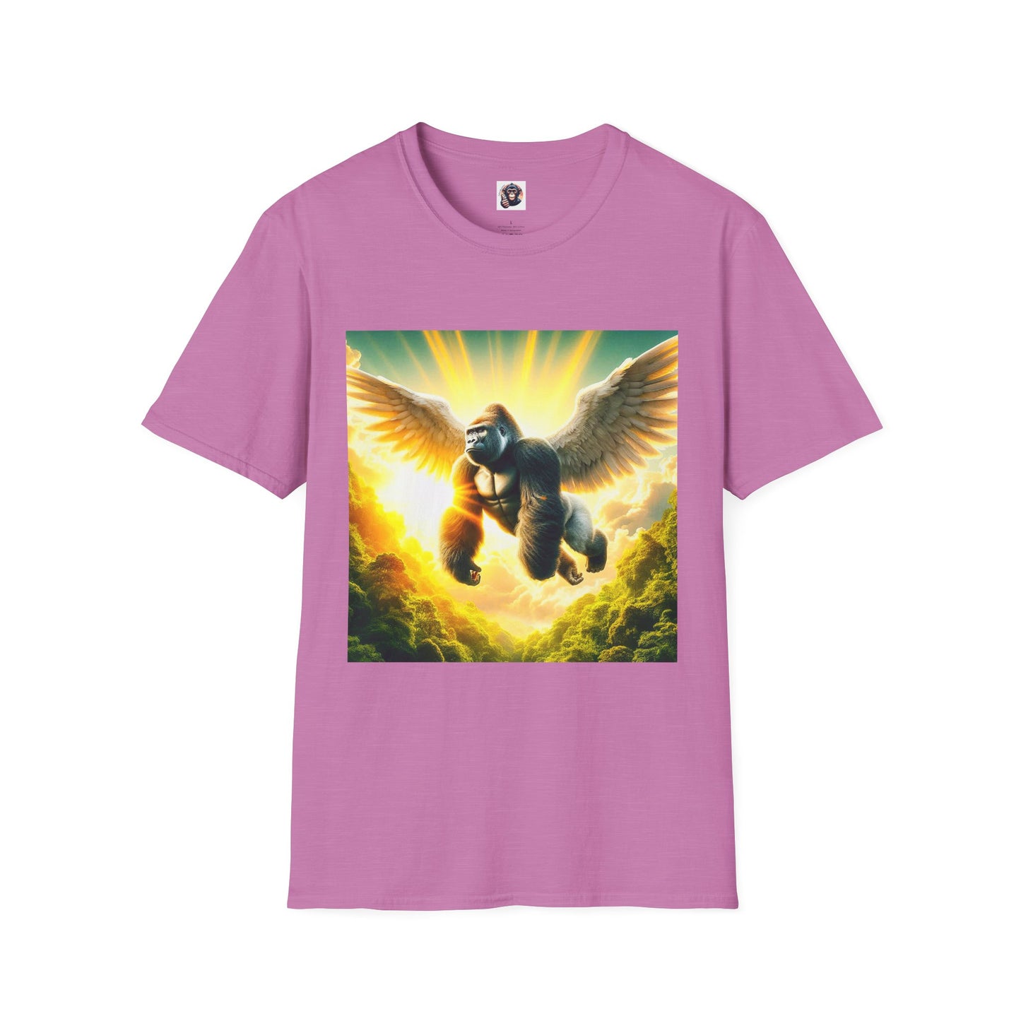 Gorilla flying T-Shirt Printify S Heather Radiant Orchid