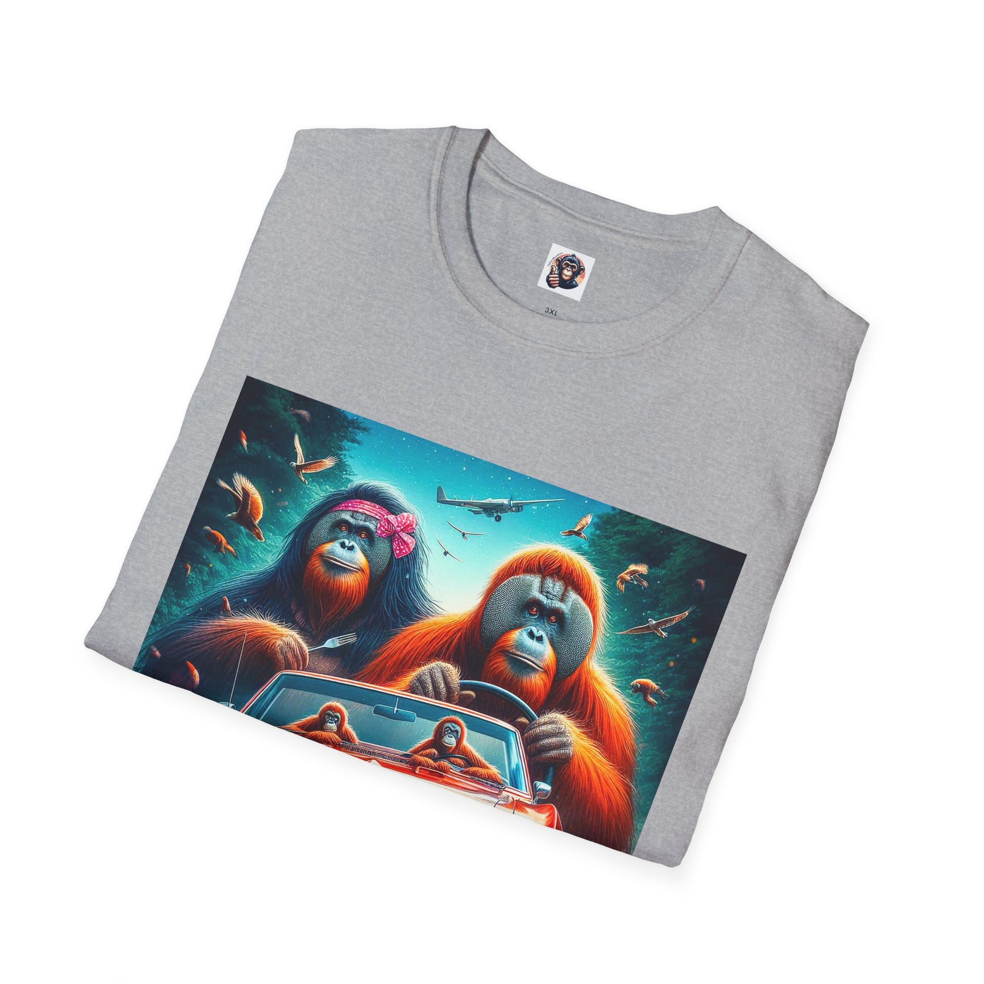 Wacky Orangutans red car T-Shirt Printify