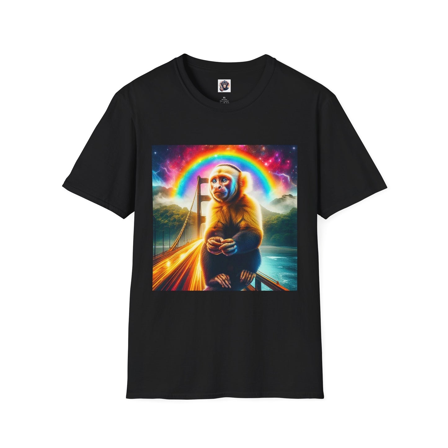 Capuchin Monkey rainbow bridge T-Shirt Printify XS Black