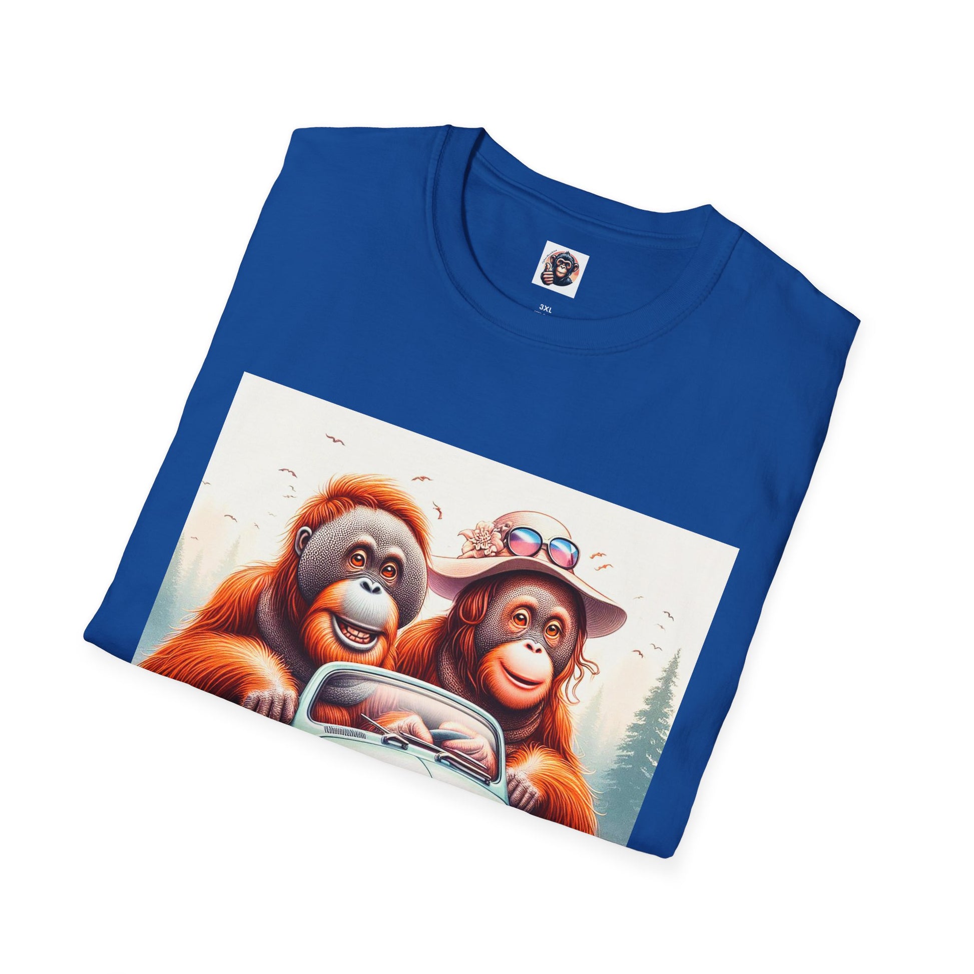 Orangutans blue car T-Shirt Printify