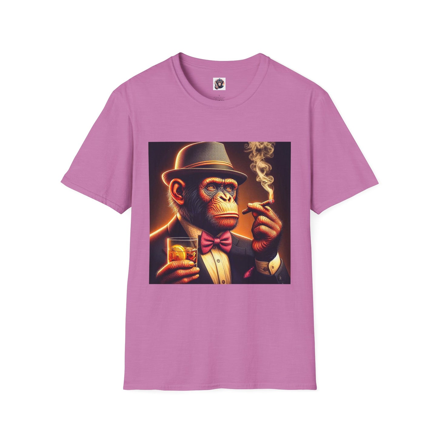 Bonobo whiskey anf cigars T-Shirt Printify S Heather Radiant Orchid