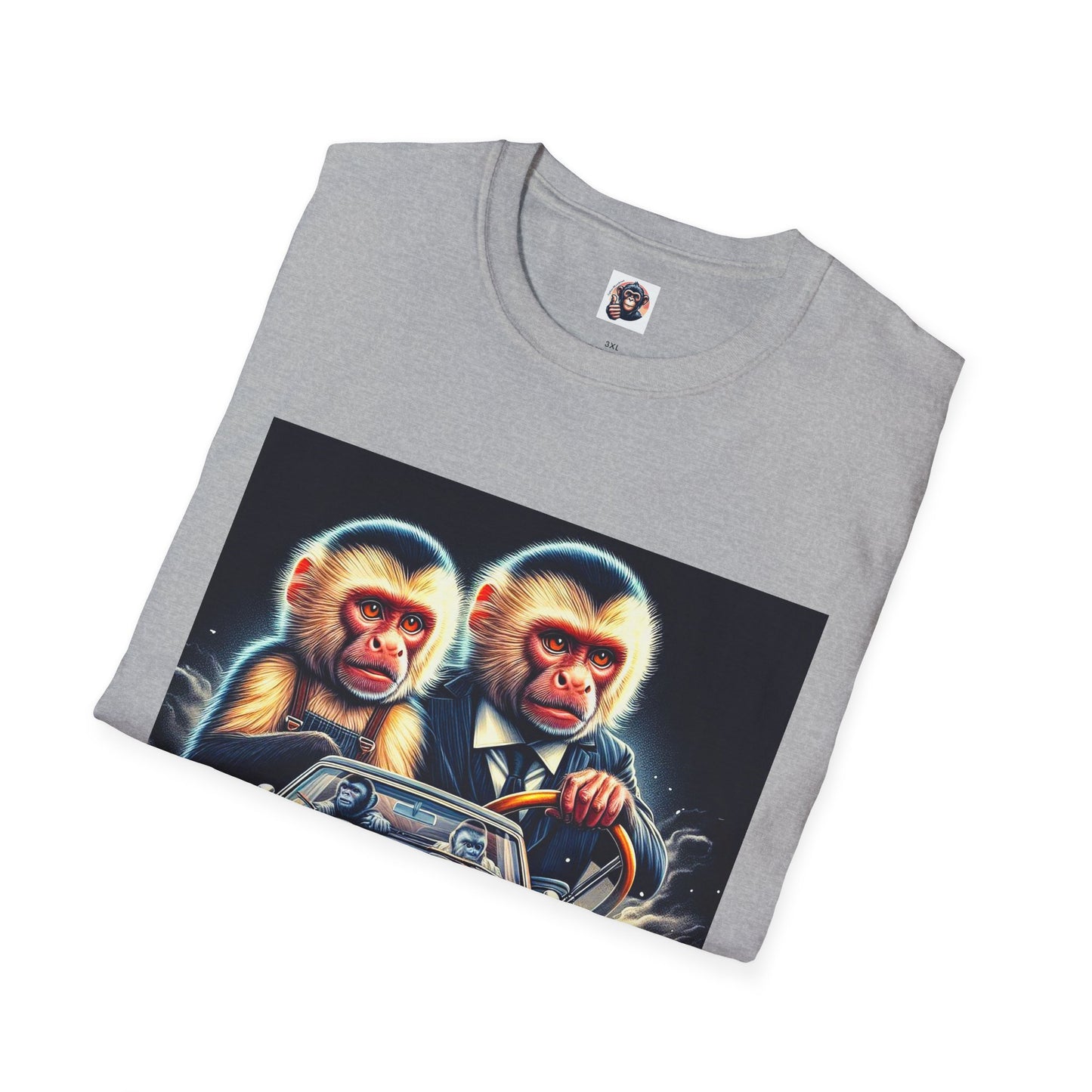Wacky Capuchin Monkey men in black shirt T-Shirt Printify