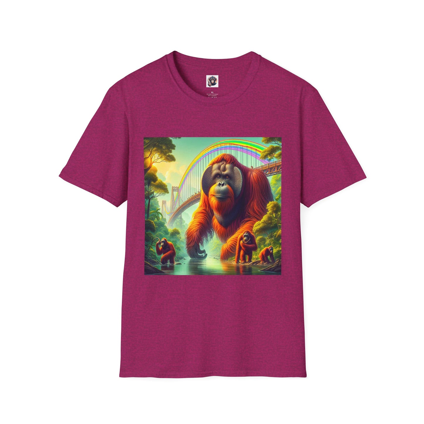Orangutans rainbow bridge T-Shirt Printify S Antique Heliconia