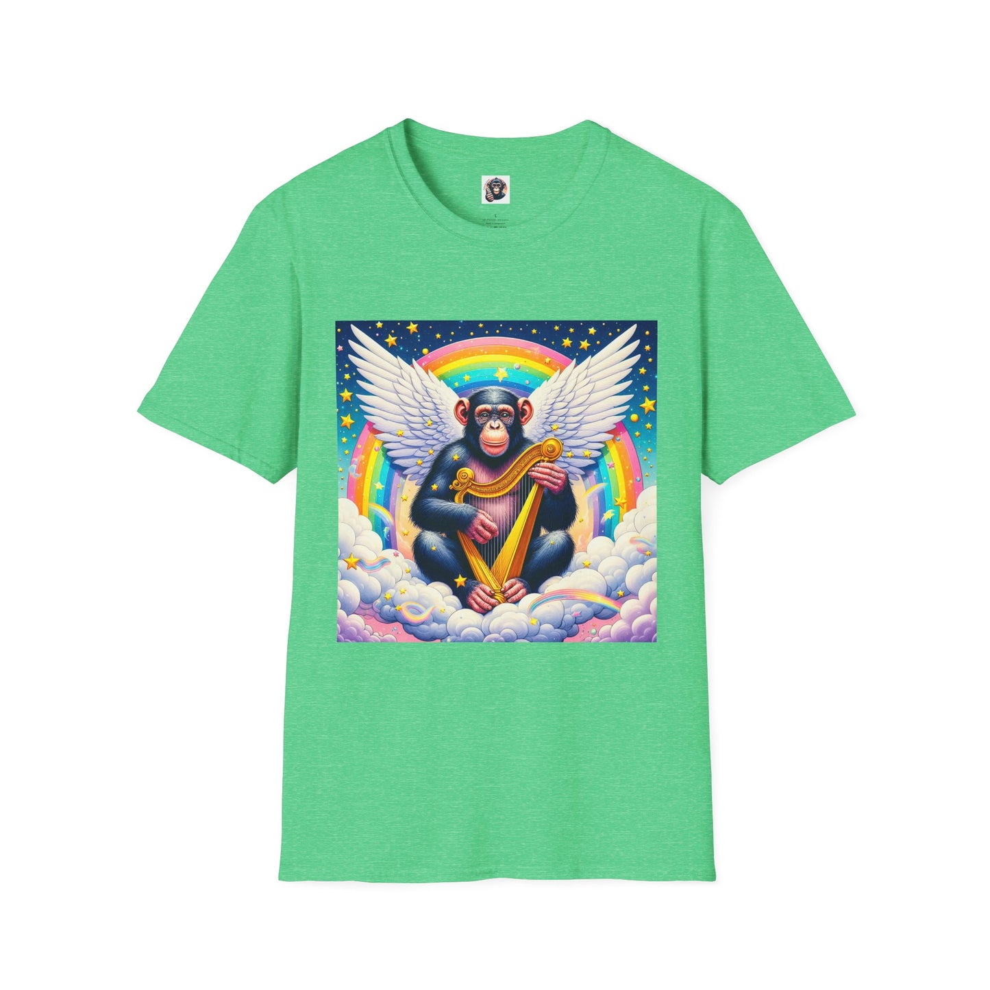 Bonobo harp player T-Shirt Printify S Heather Irish Green