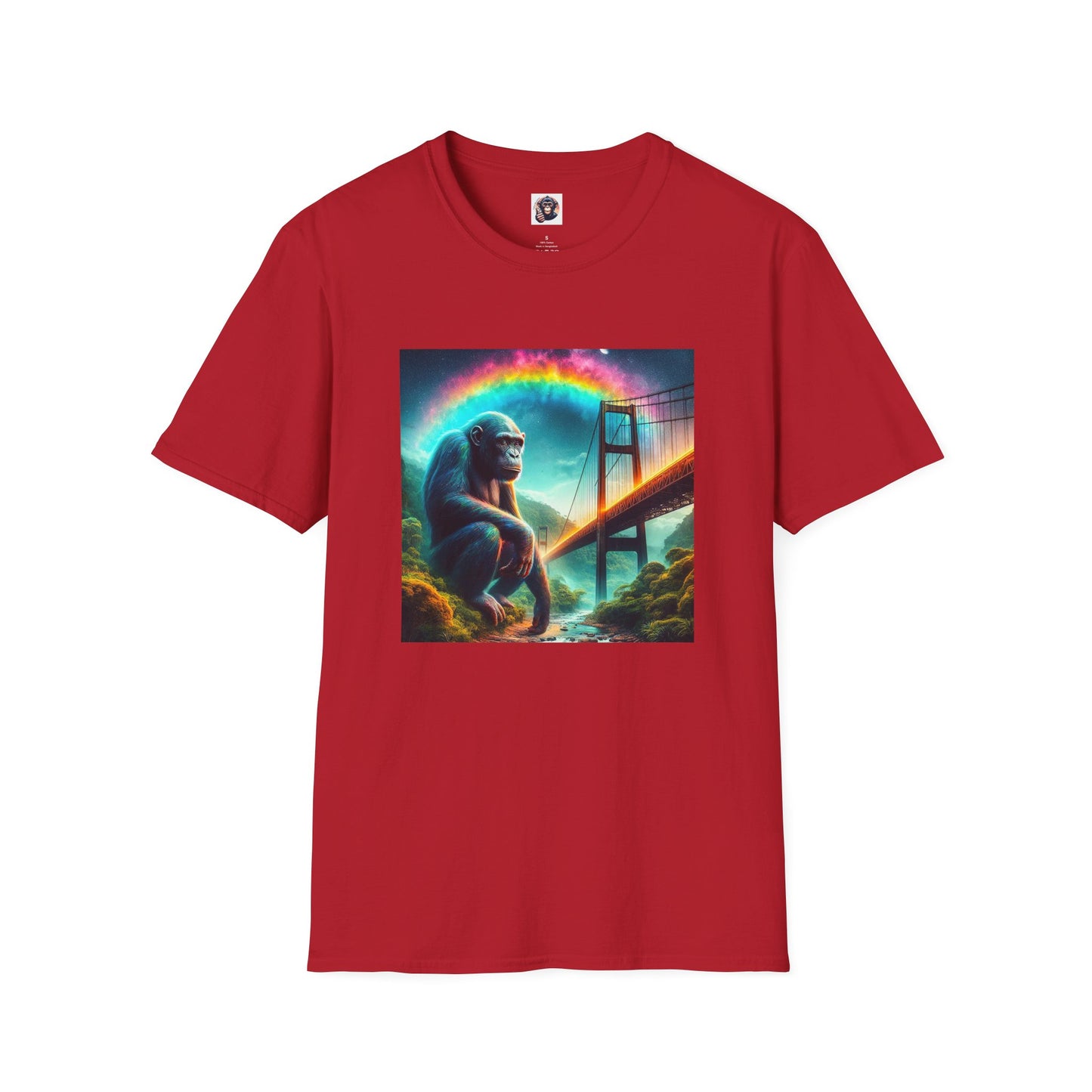 Bonobo rainbow bridge T-Shirt Printify S Cherry Red