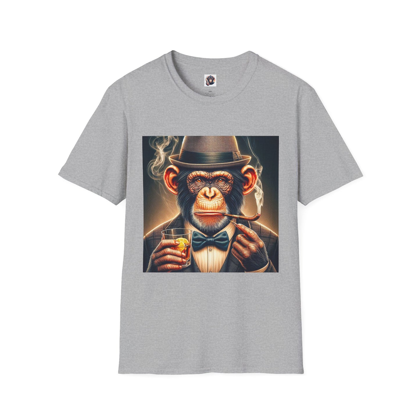 Chimp whiskey and cigars T-Shirt Printify XS Sport Grey