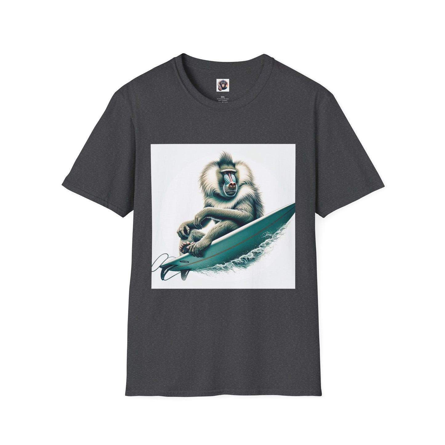 Baboon surfer T-Shirt Printify XS Dark Heather