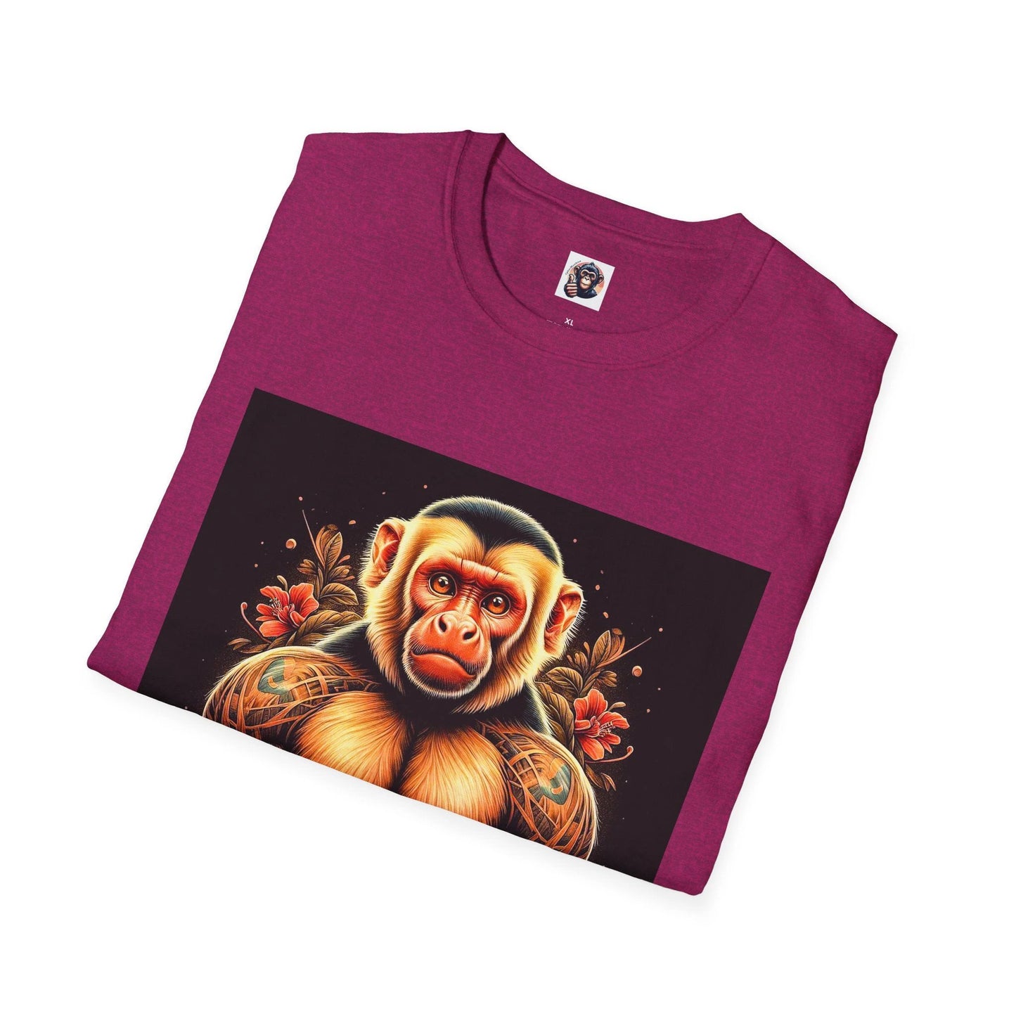 Capuchin Monkey Muscle Graphic Tee Men's Cotton Crew Neck Shirt For Gym Enthusiasts by Printify