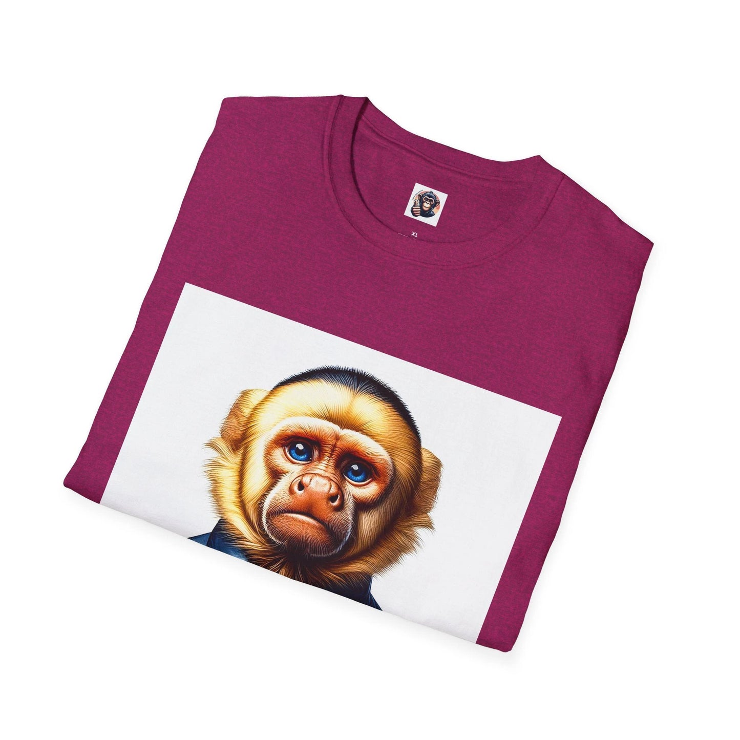 Capuchin Monkey Business Professional T Shirt With Suit And Tie Design Cotton Crew Neck Tee by Printify