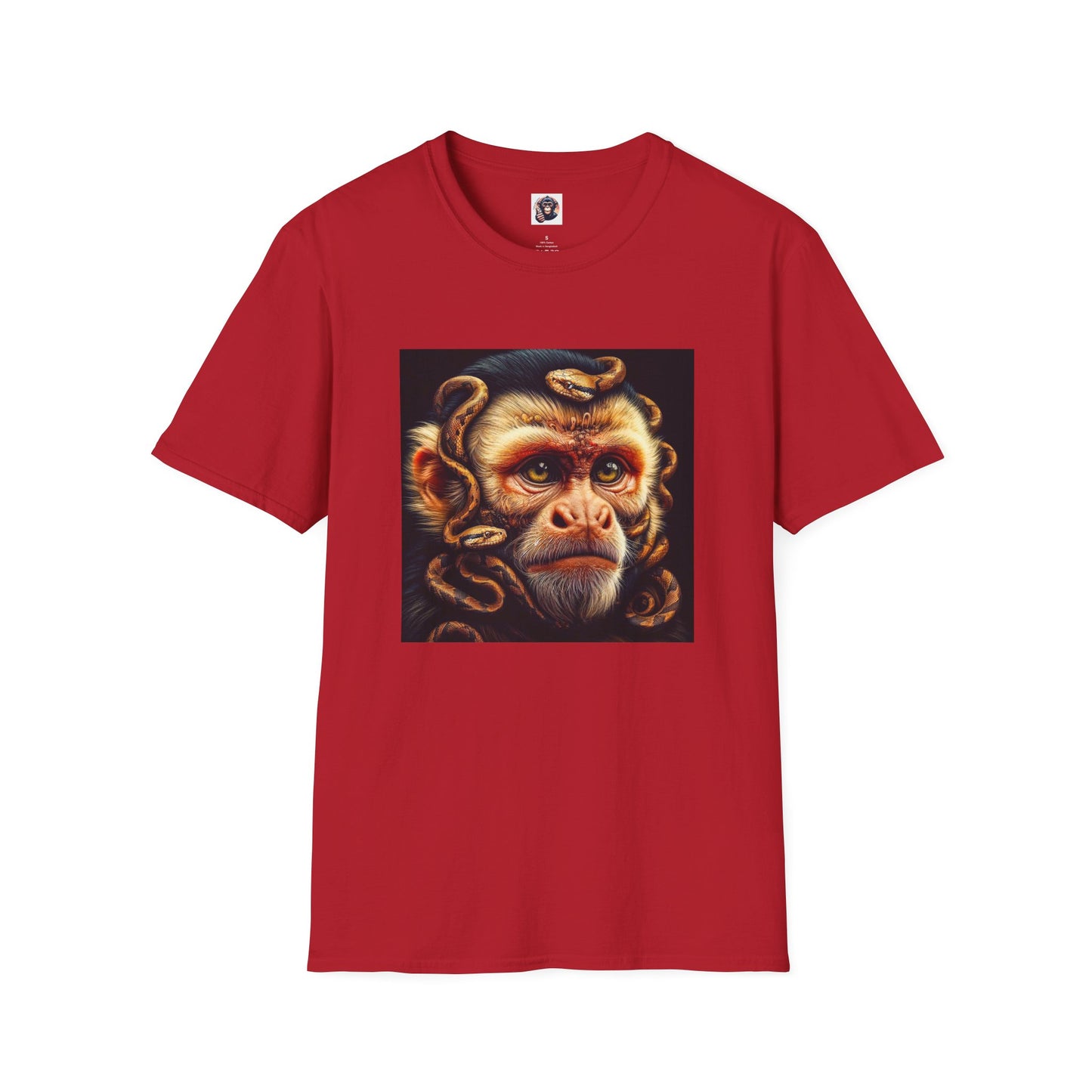 Capuchin Monkey snake hair shirt T-Shirt Printify S Cherry Red